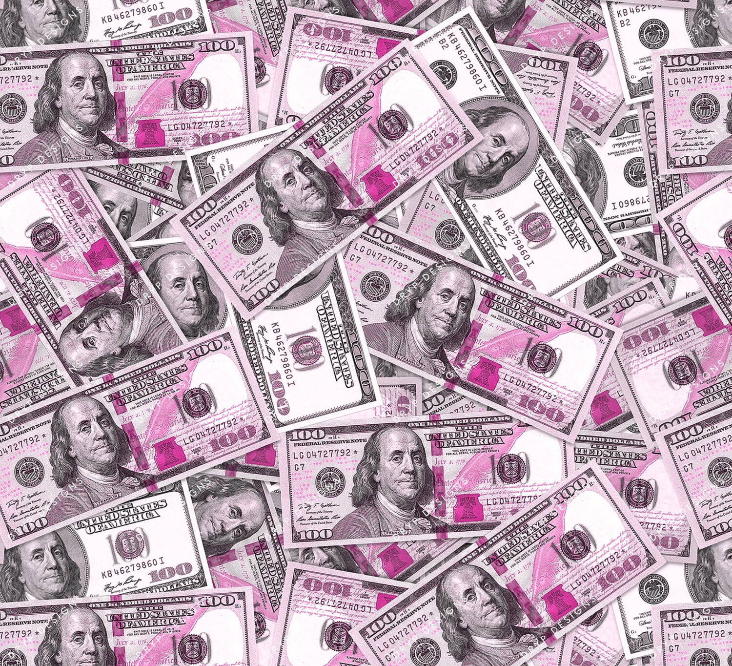 Pink 100 Dollar Bills Seamless Money Background
