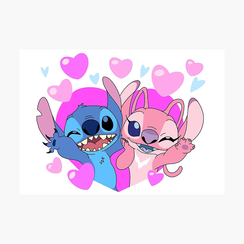 cute stitch and angel Poster