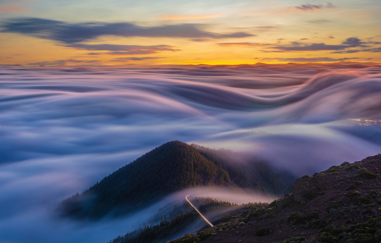 Wallpaper clouds, mountains, Spain, Canary Islands, Tenerife image for desktop, section пейзажи