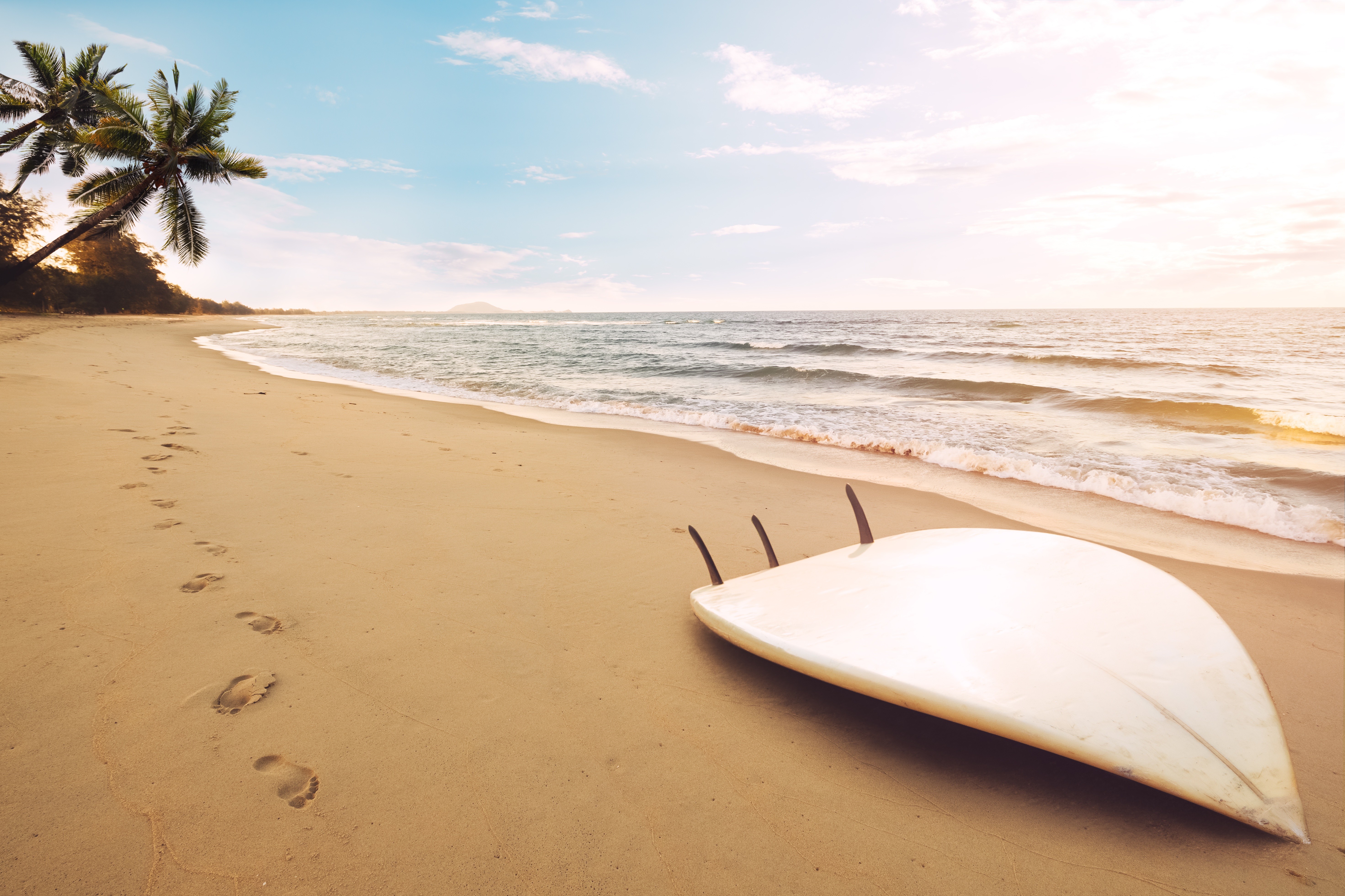 Photography Beach 4K, Horizon, Surfboard, Sand, Ocean, Summer Gallery HD Wallpaper