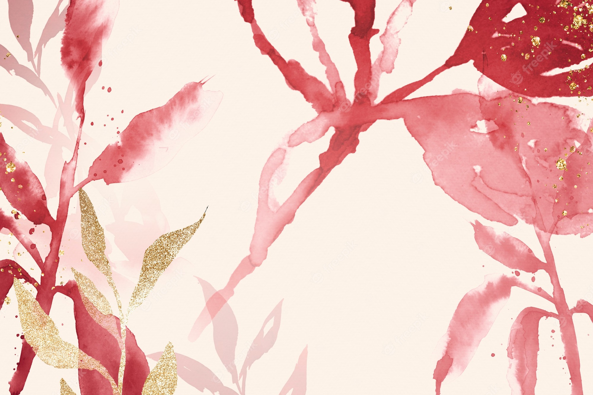 Free Photo. Pink watercolor leaf background aesthetic spring season