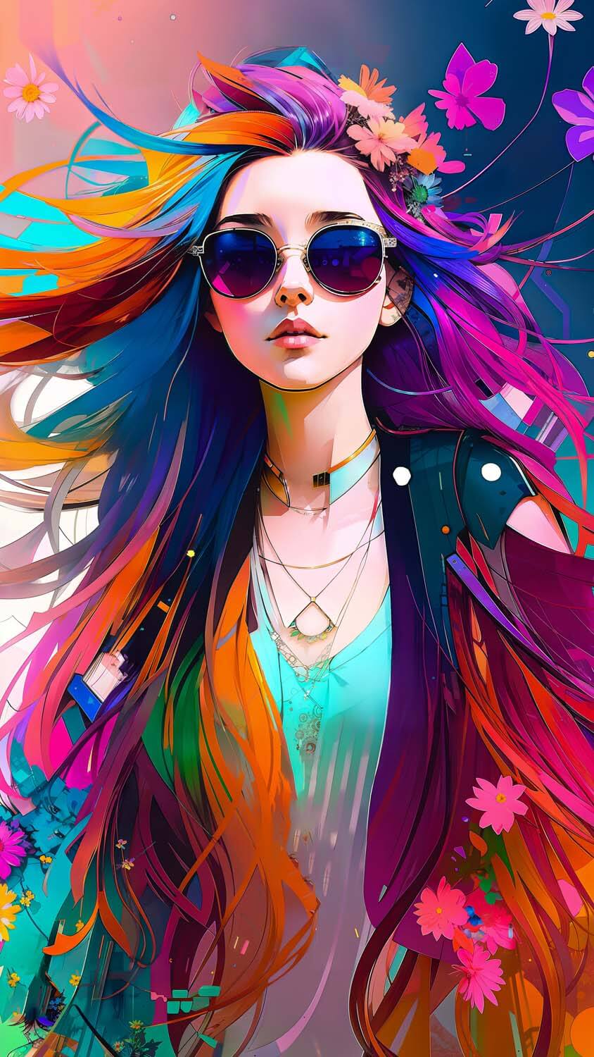 Colorful Girl AI Art IPhone Wallpaper HD Wallpaper, iPhone Wallpaper