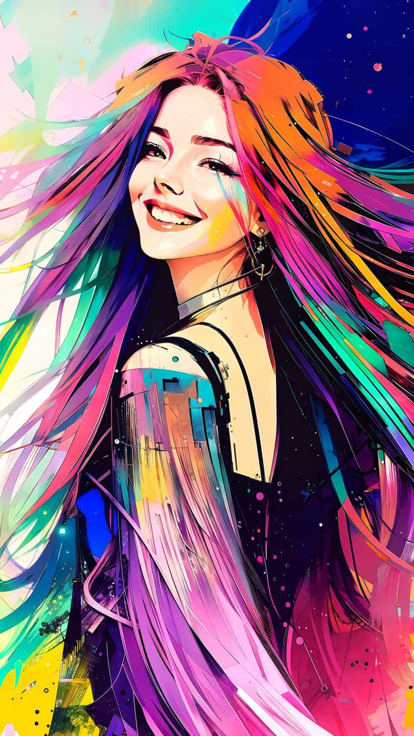 Smiling Girl Colorful AI Art IPhone Wallpaper HD Wallpaper, iPhone Wallpaper
