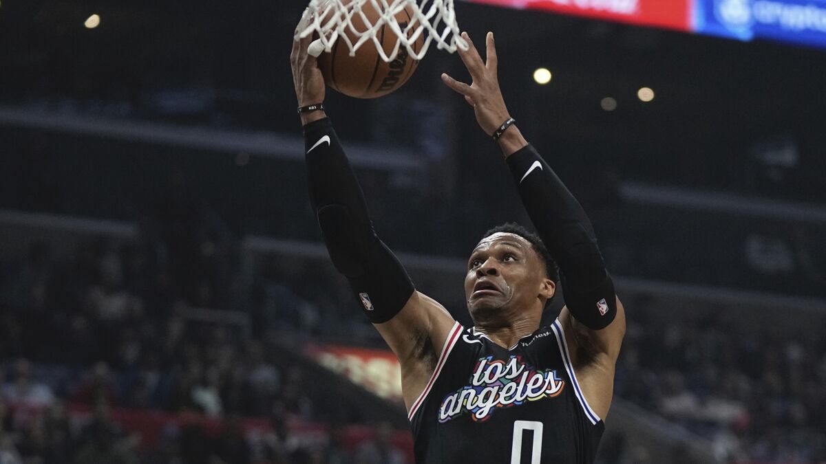 Russell Westbrooks Clippers debut Star guard shines as playmaker next to  Kawhi Leonard Paul George  Sporting News