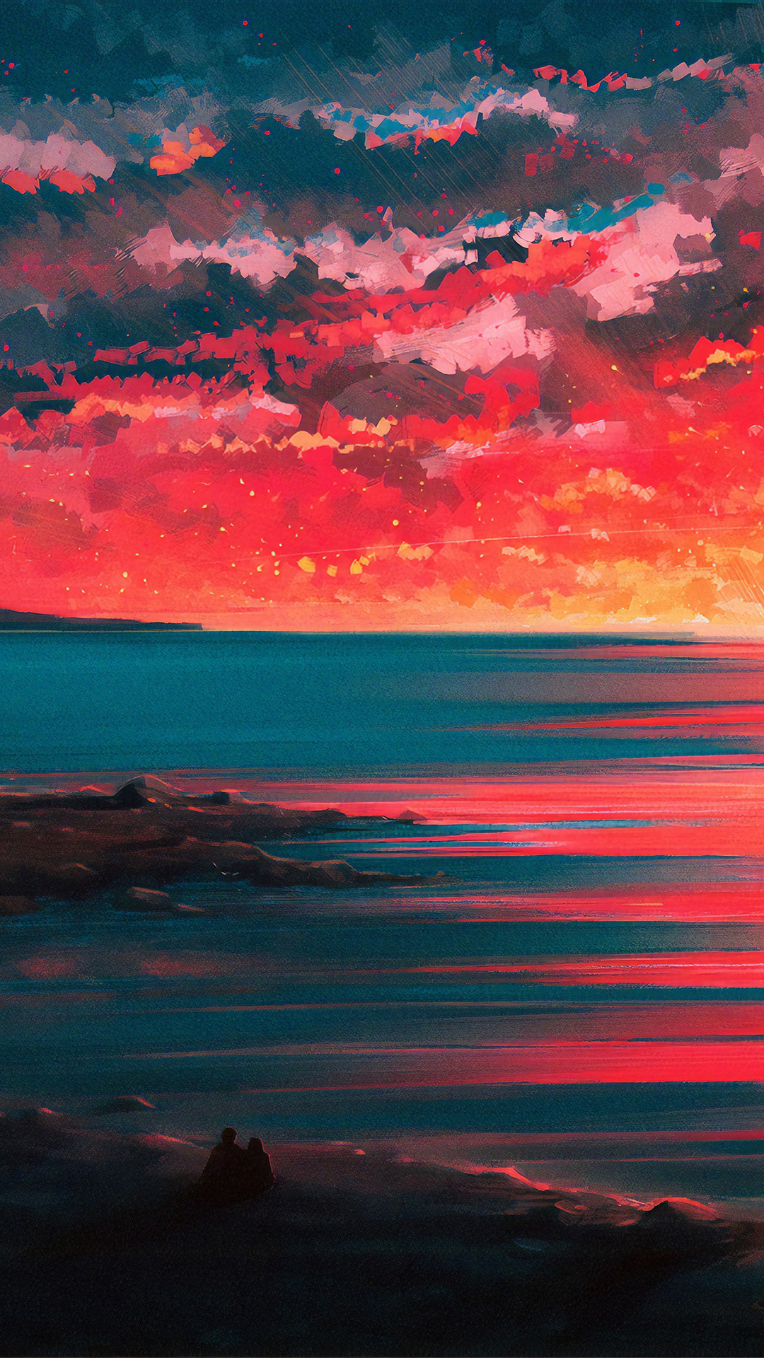 1080x1920 sea, sunset, artist, artwork, digital art, hd, artstation for iPhone 8 wallpaper