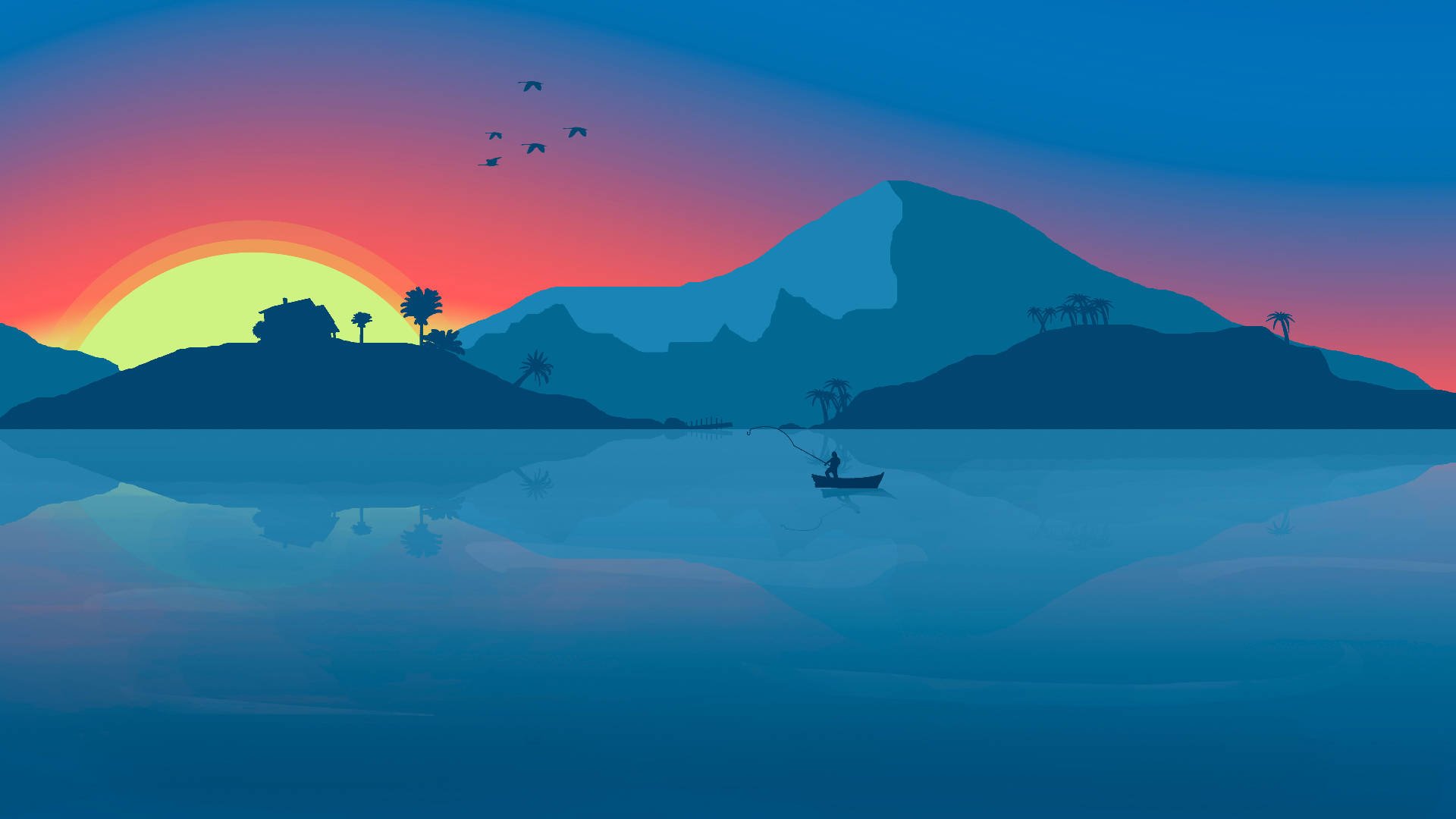 Download Digital Beach Sunset Art Wallpaper