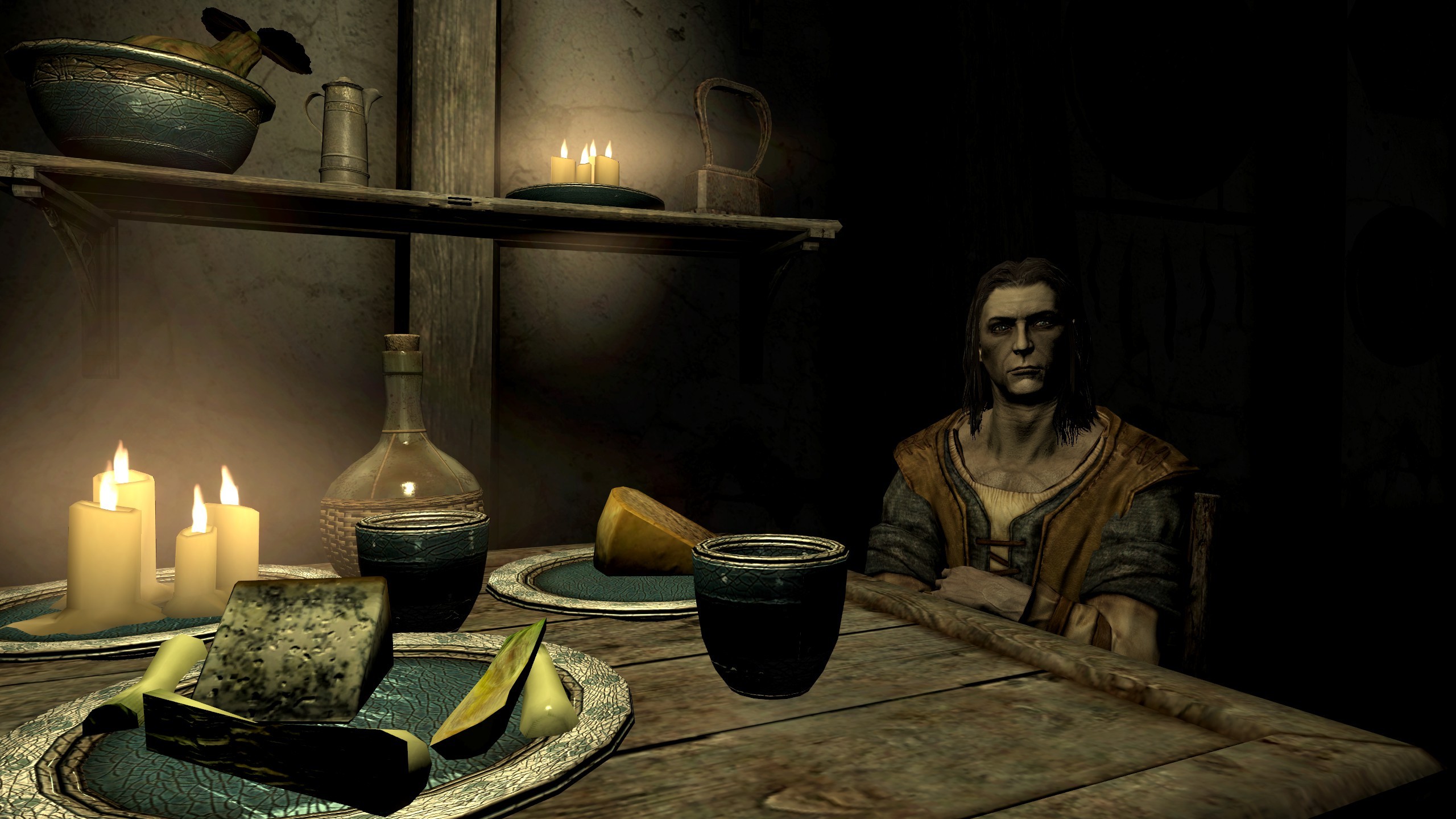 Wallpaper, video games, The Elder Scrolls V Skyrim, cozy, darkness, screenshot, ancient history, pc game 2560x1440