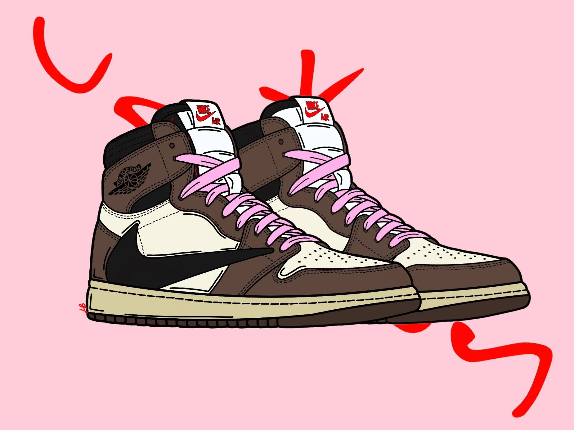 Download Brown And Pink Cartoon Nike Shoes Wallpaper
