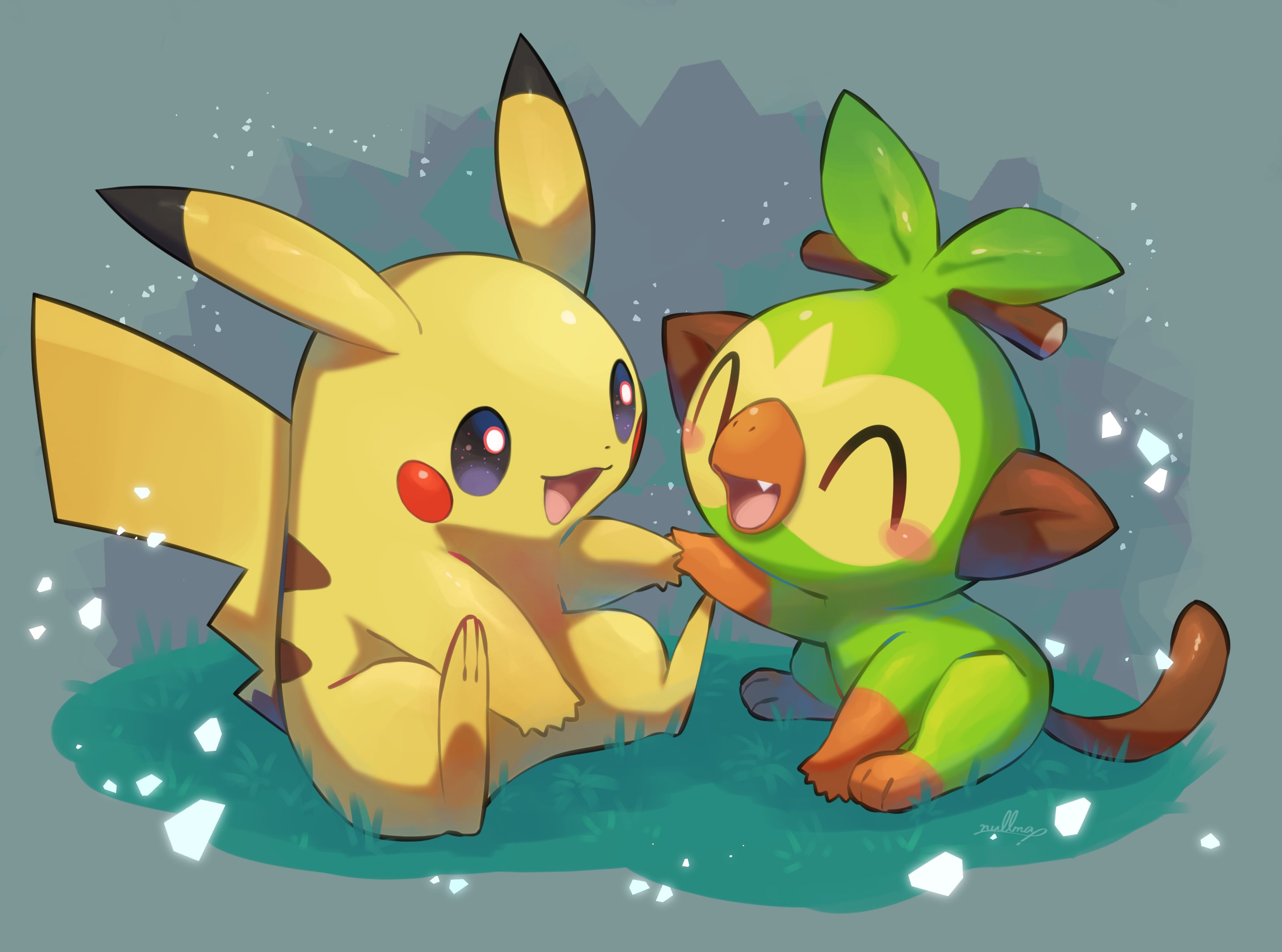 Pikachu HD, Pikachu, Grookey (Pokémon), Cute Gallery HD Wallpaper
