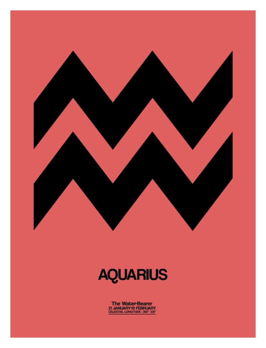 Aquarius Zodiac Sign Black by NAXART Studio Print at NAXART.com
