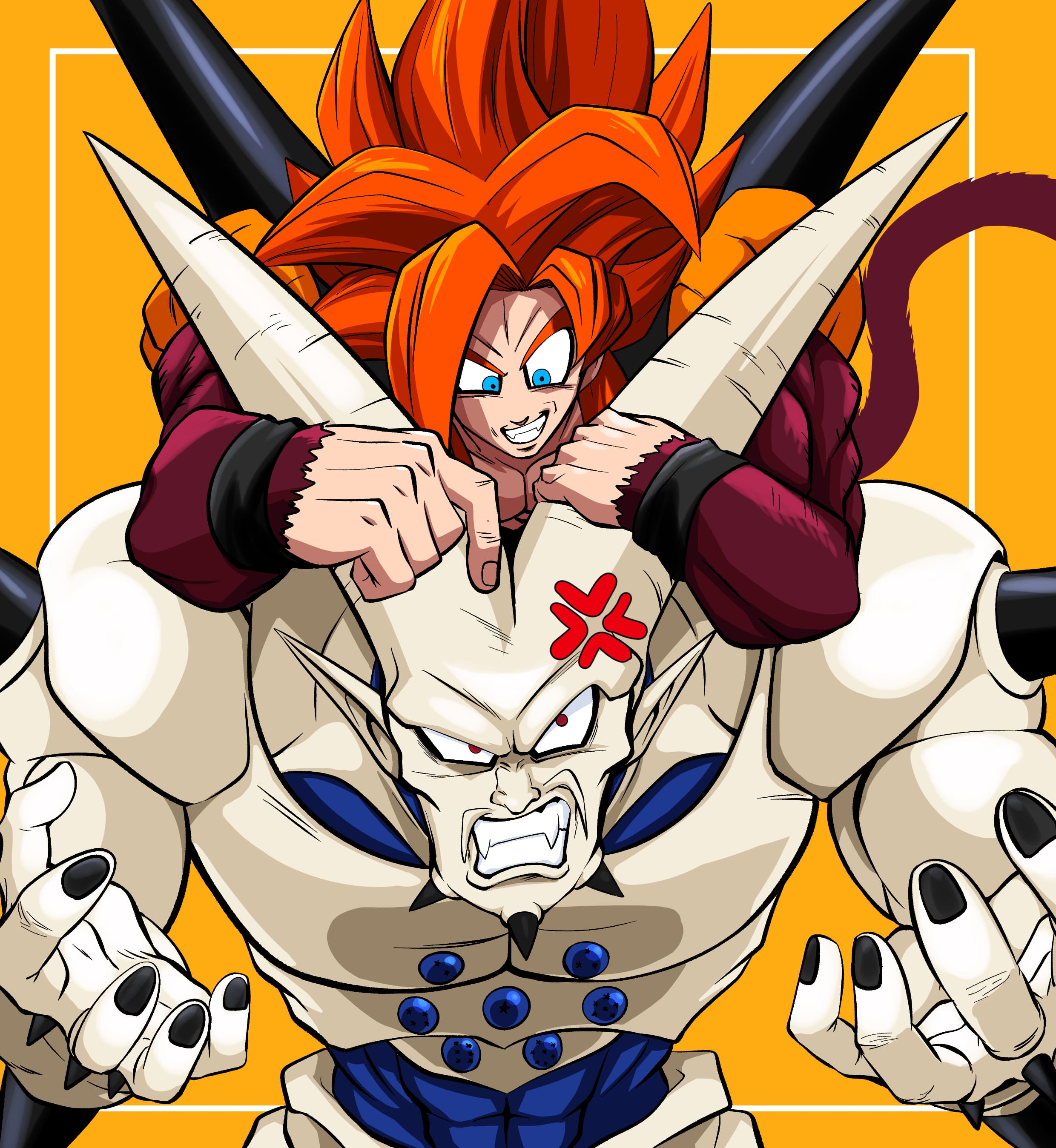 gogeta and omega shenron (dragon ball and 1 more) drawn by yuuri_(fukuroudou)