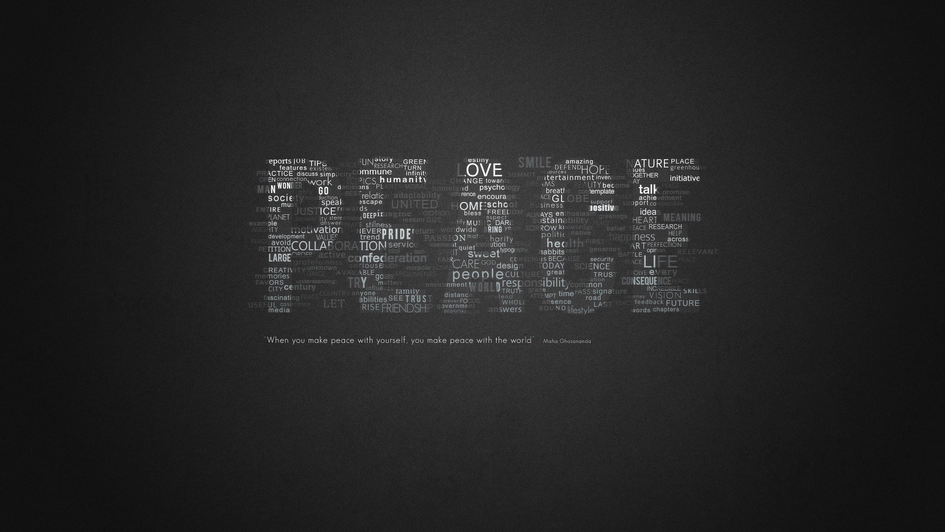 HD Peace Word Composed Typography Gallery HD Wallpaper