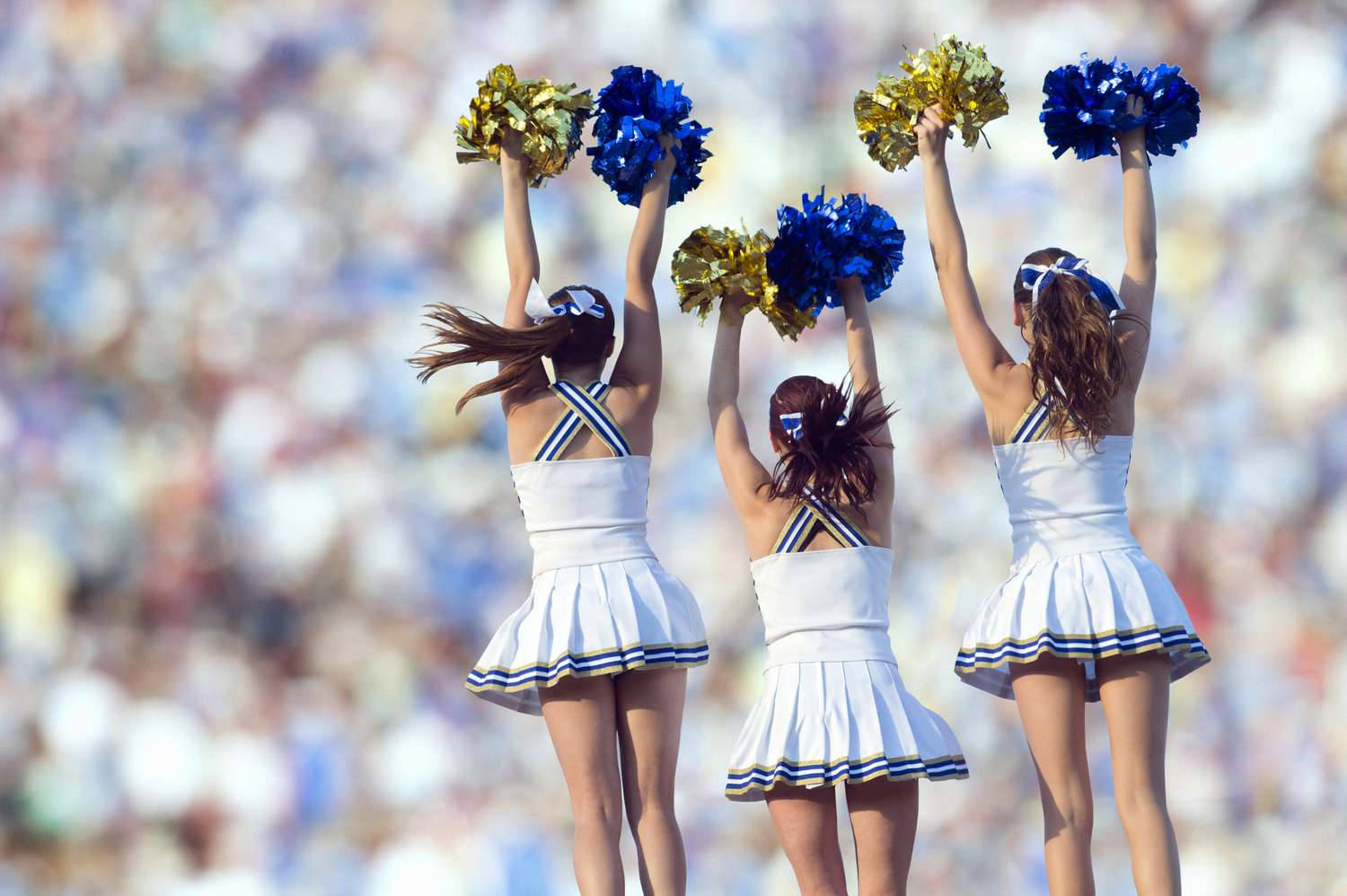 Download Blue And Gold Pompoms Cheerleading Wallpaper