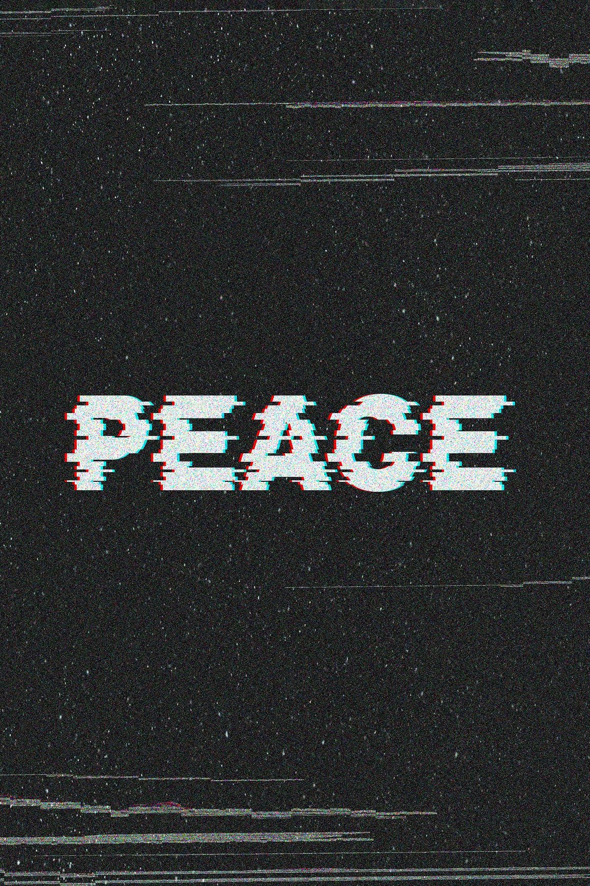 Download free image of Peace glitch effect typography on black background by macc about black background,. Typography, Free illustration image, Black background