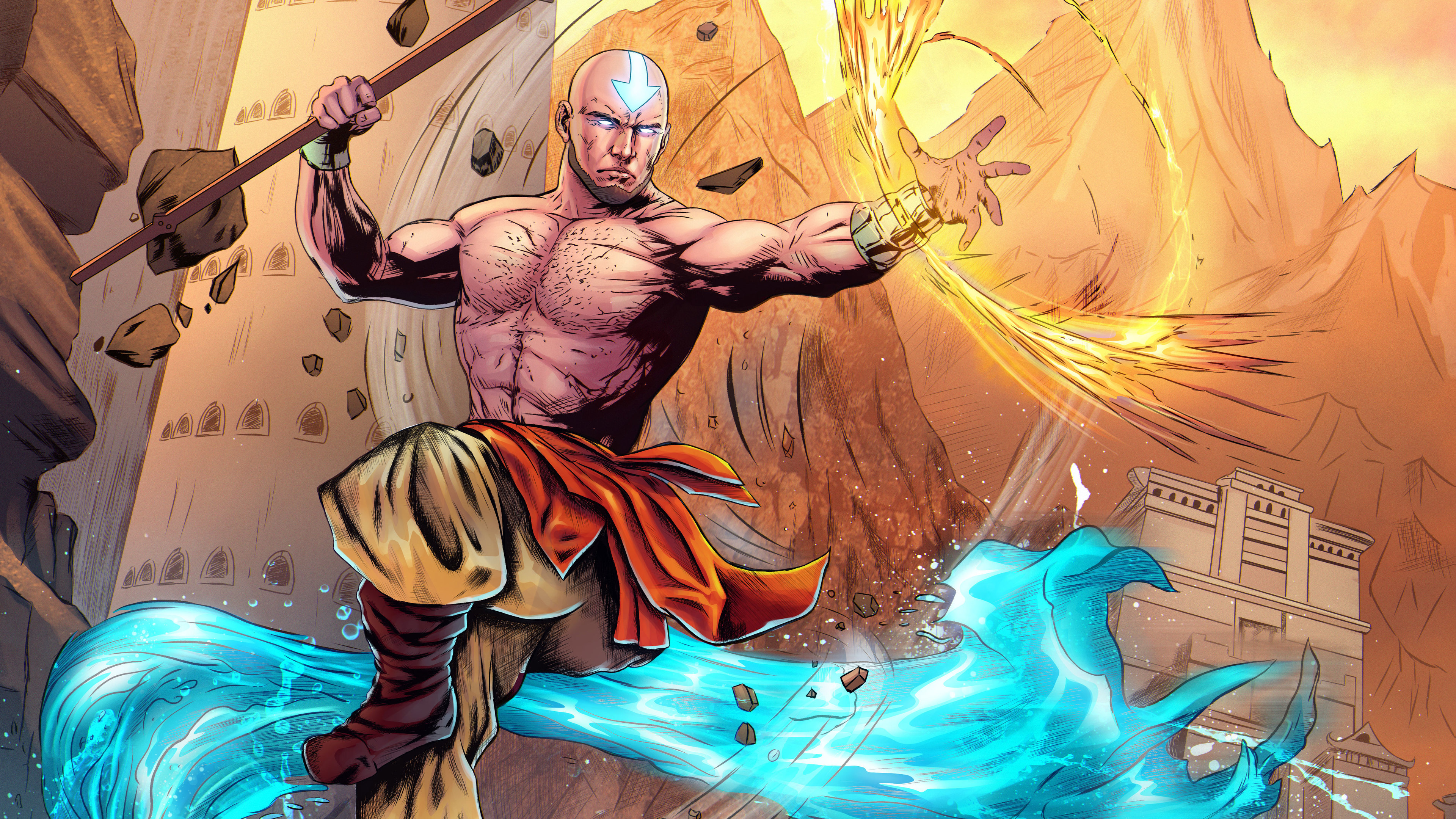 Wallpaper 4k Aang Avatar Artwork 4k Wallpaper