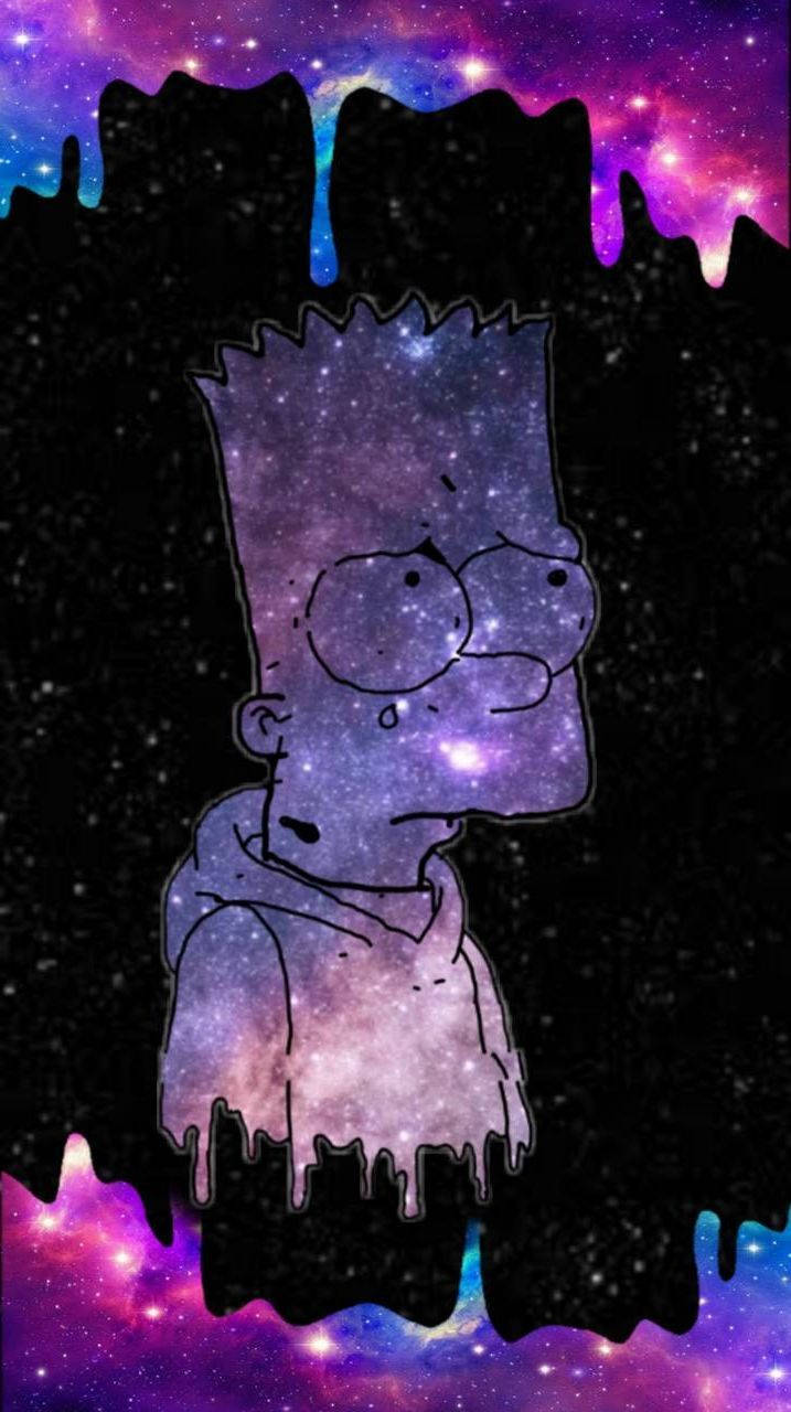Download Bart Sad Galaxy Drip Wallpaper
