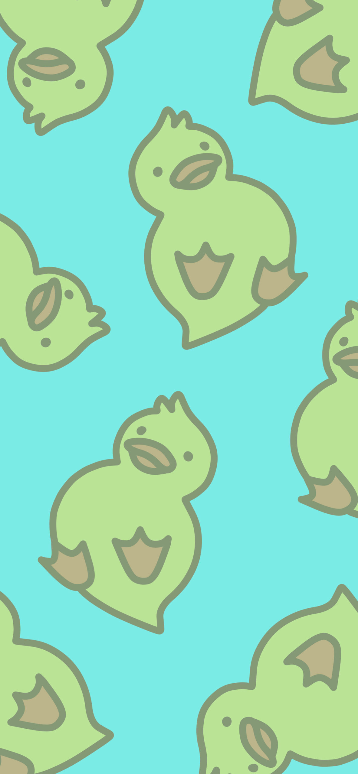 Cute Yellow Ducks Blue Wallpaper
