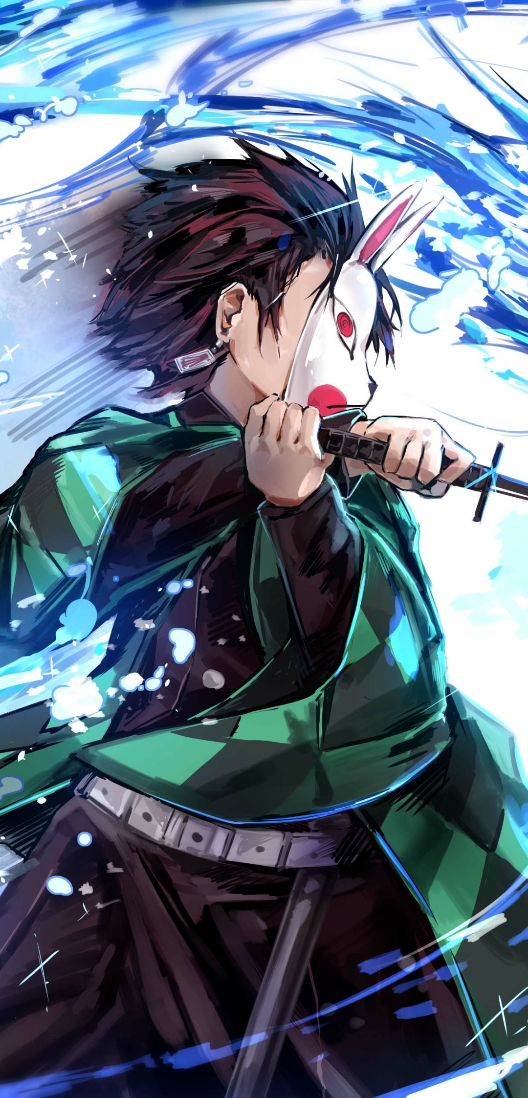 Wallpaper / Anime Demon Slayer: Kimetsu no Yaiba Phone Wallpaper, Kimetsu No Yaiba, Tanjiro Kamado, Brown Hair, Mask, 1080x2246 free download