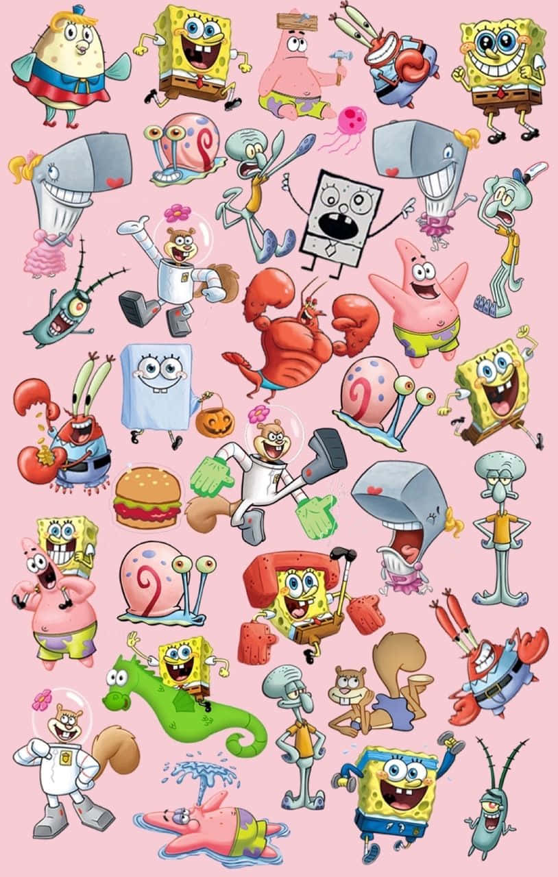 Download Spongebob Characters Patrick Aesthetic Pink Wallpaper