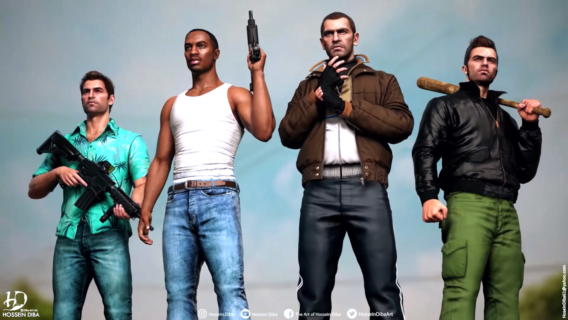 GTA protagonists remastered in modern detail for the ultimate heist team up
