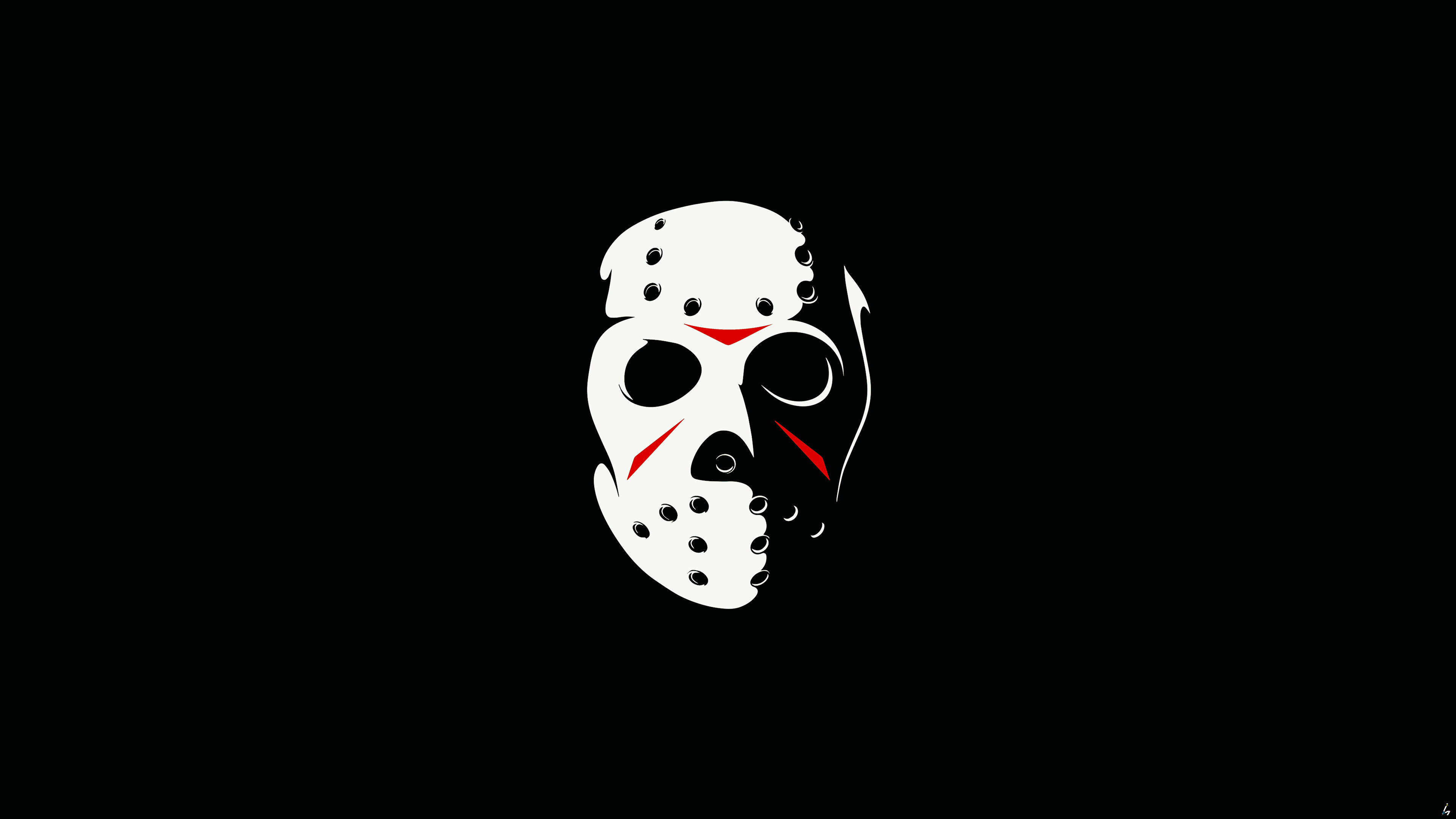 Wallpaper, minimalism, Jason Voorhees, Friday the 13th, digital art, Photohop, Adobe Illustrator, fan art, hockey mask 3840x2160