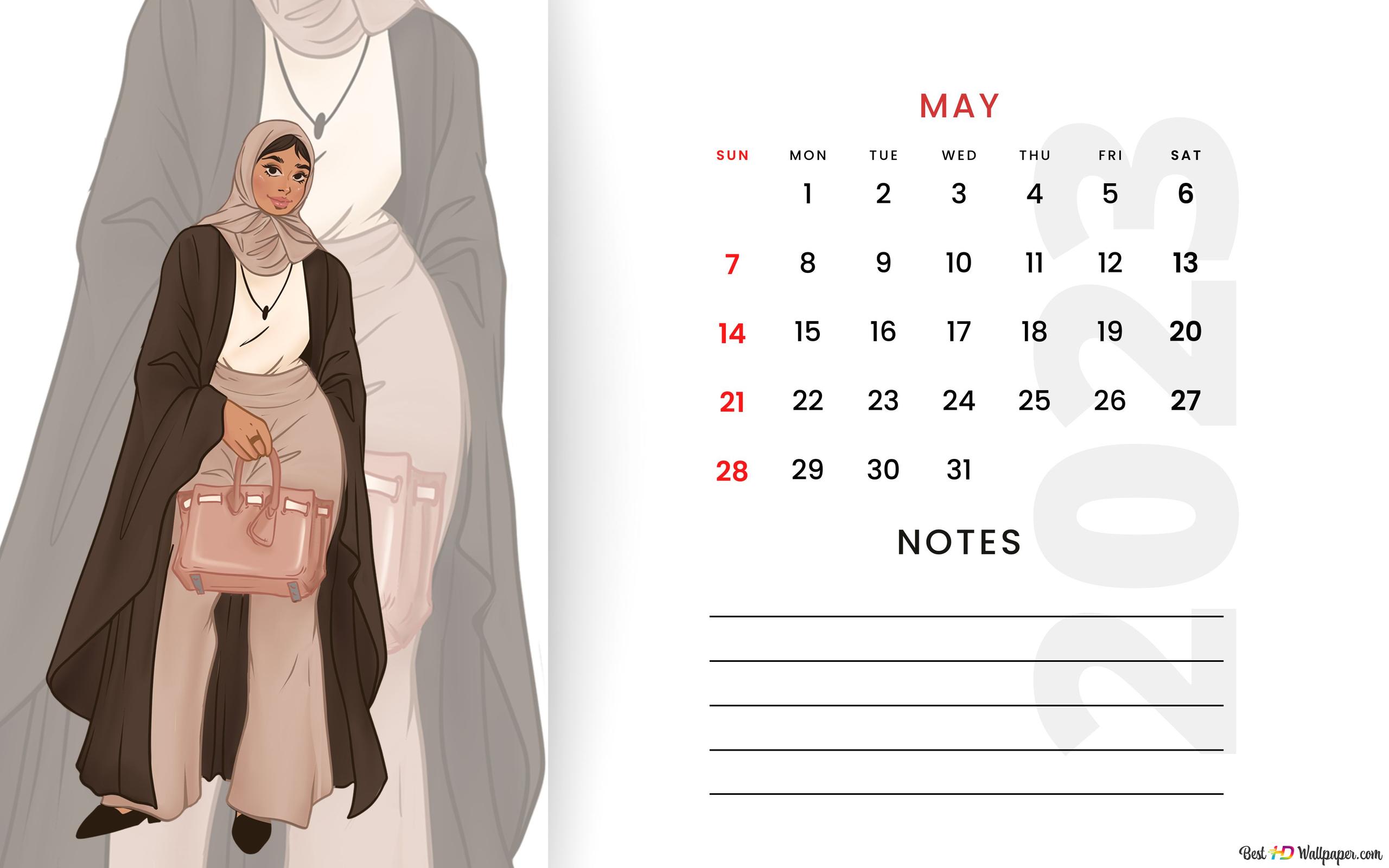 Desktop PC/ Laptop Calendar MAY 2023 woman 4K wallpaper download