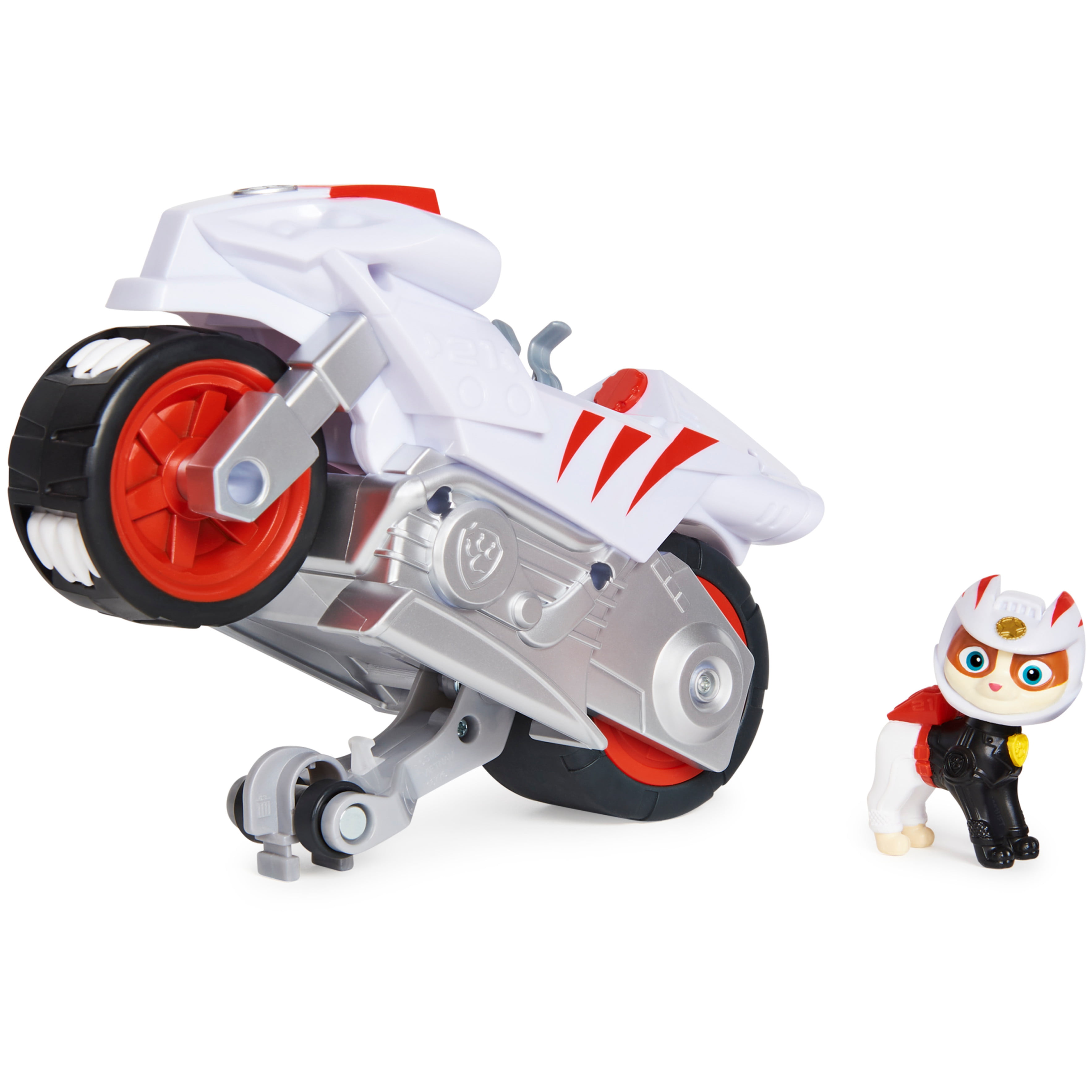 PAW Patrol, Moto Pups Wildcat's Deluxe Pull Back Motorcycle Vehicle with Wheelie Feature and Figure