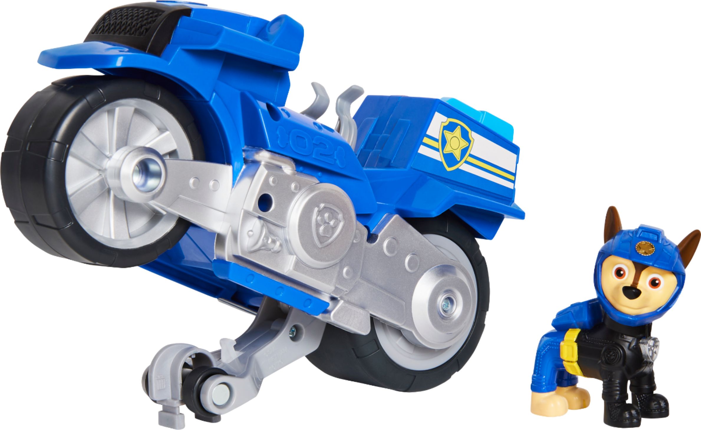 Paw Patrol Moto Pups Chase's Deluxe Pull Back Motorcycle Vehicle with Wheelie Feature and Figure 6060338