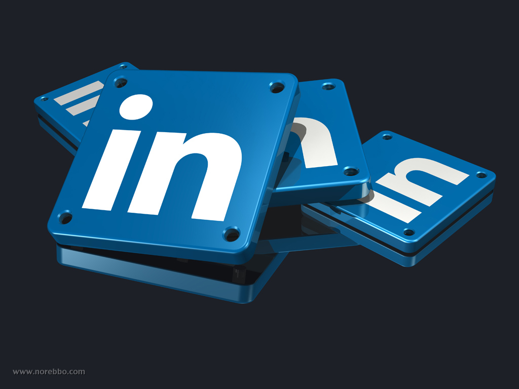 A collection 3D renderings featuring the LinkedIn logo