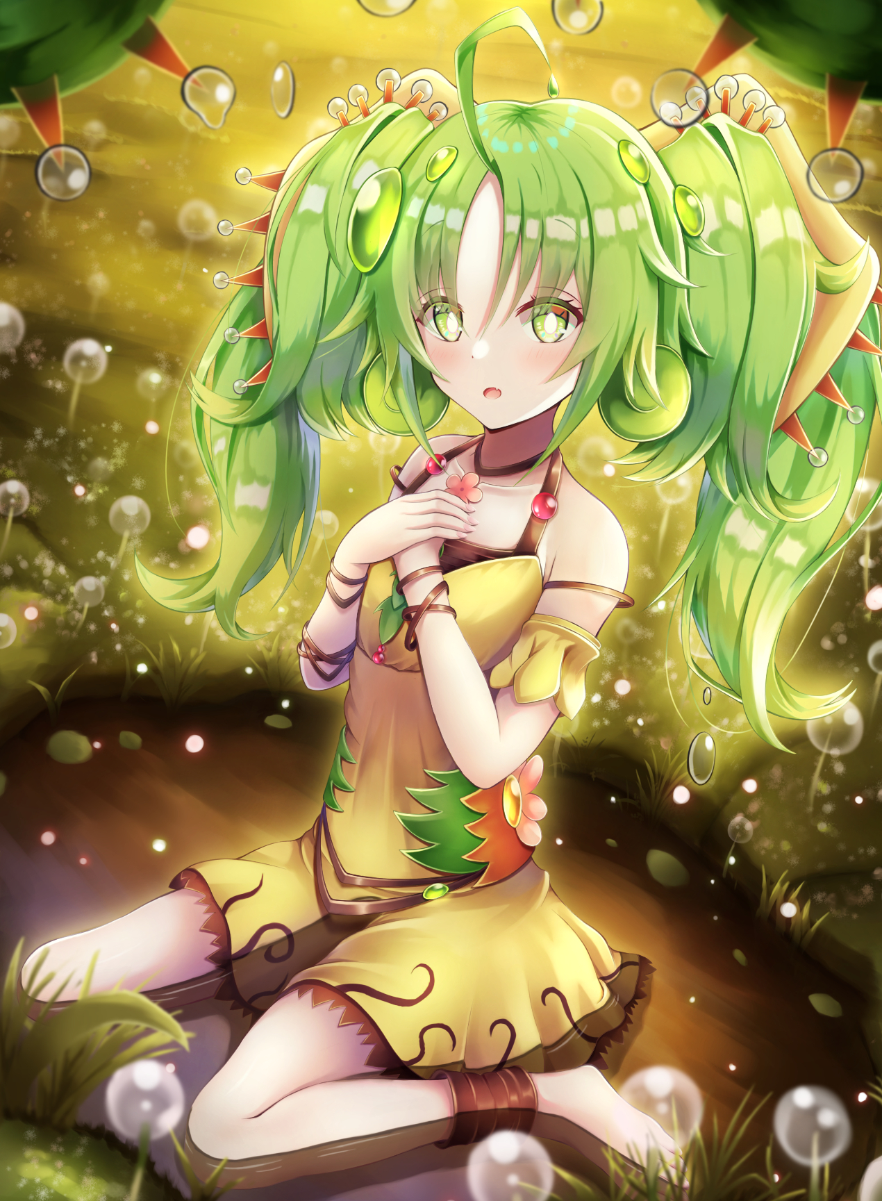 Anime Anime Girls Yu Gi Oh Traptrix Sera Trading Card Games Twintails Green Hair Artwork Digital Art Wallpaper:1270x1729