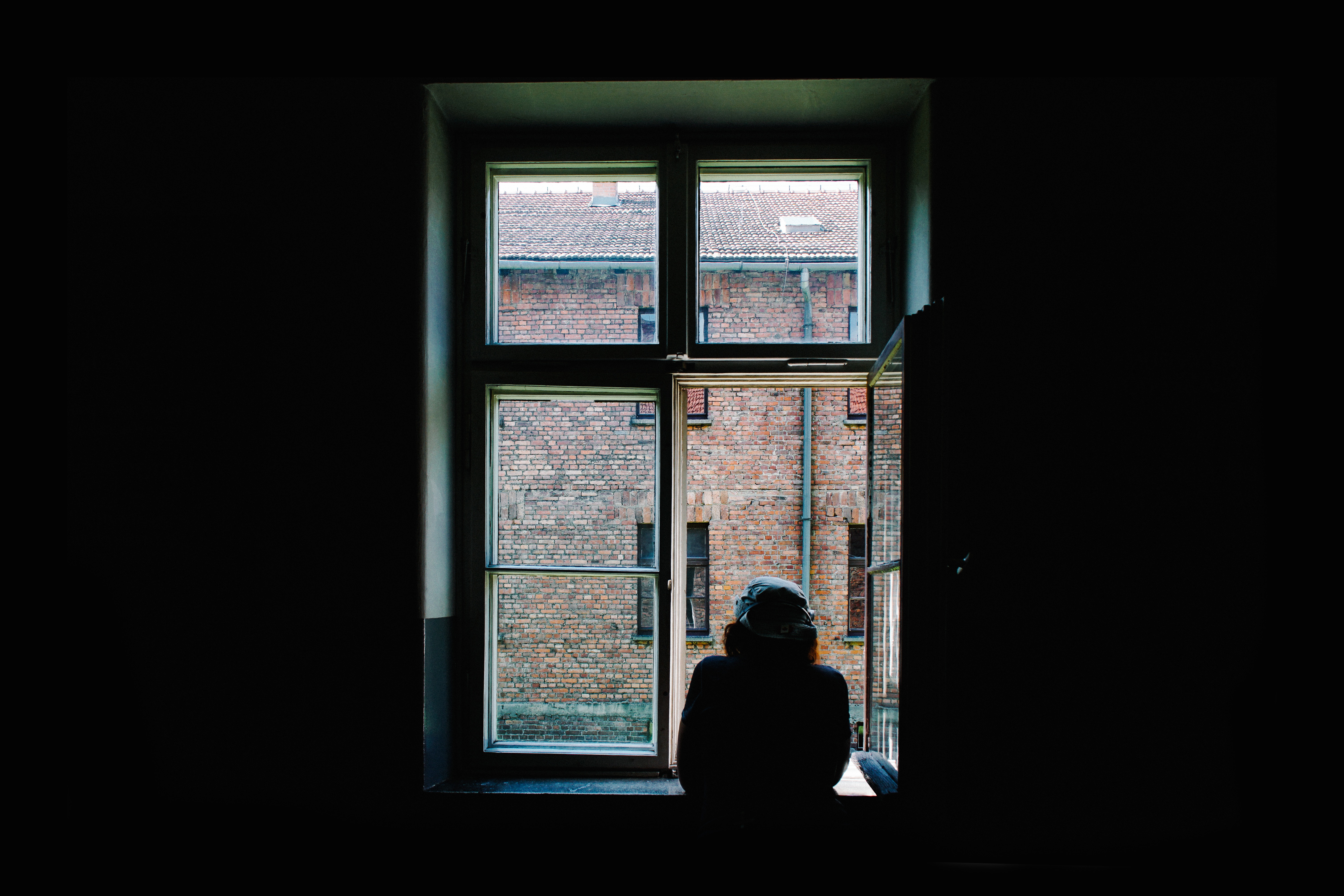 2865x1910 looking out, mood, building, person, alone, dark, loneliness, thinking, depression, solitude, moment, window, isolated, lonely, silhouette, black and white, standing, light, isolation, Creative Commons image, sad Gallery HD