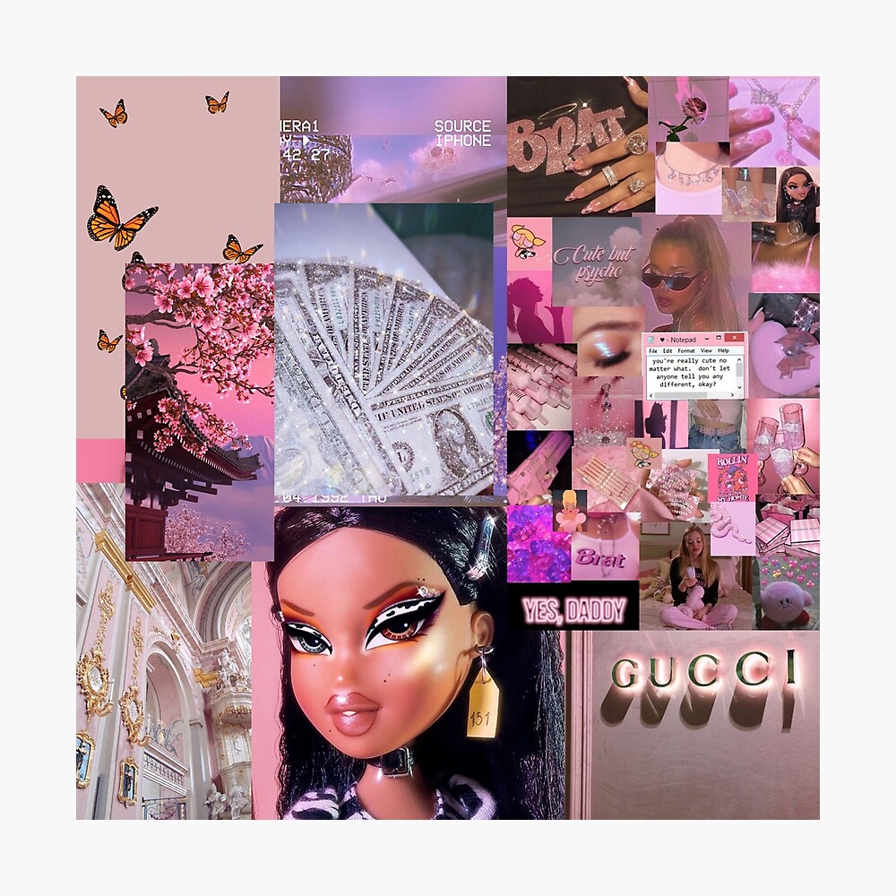 Pink Baddie Bratz Collage Poster