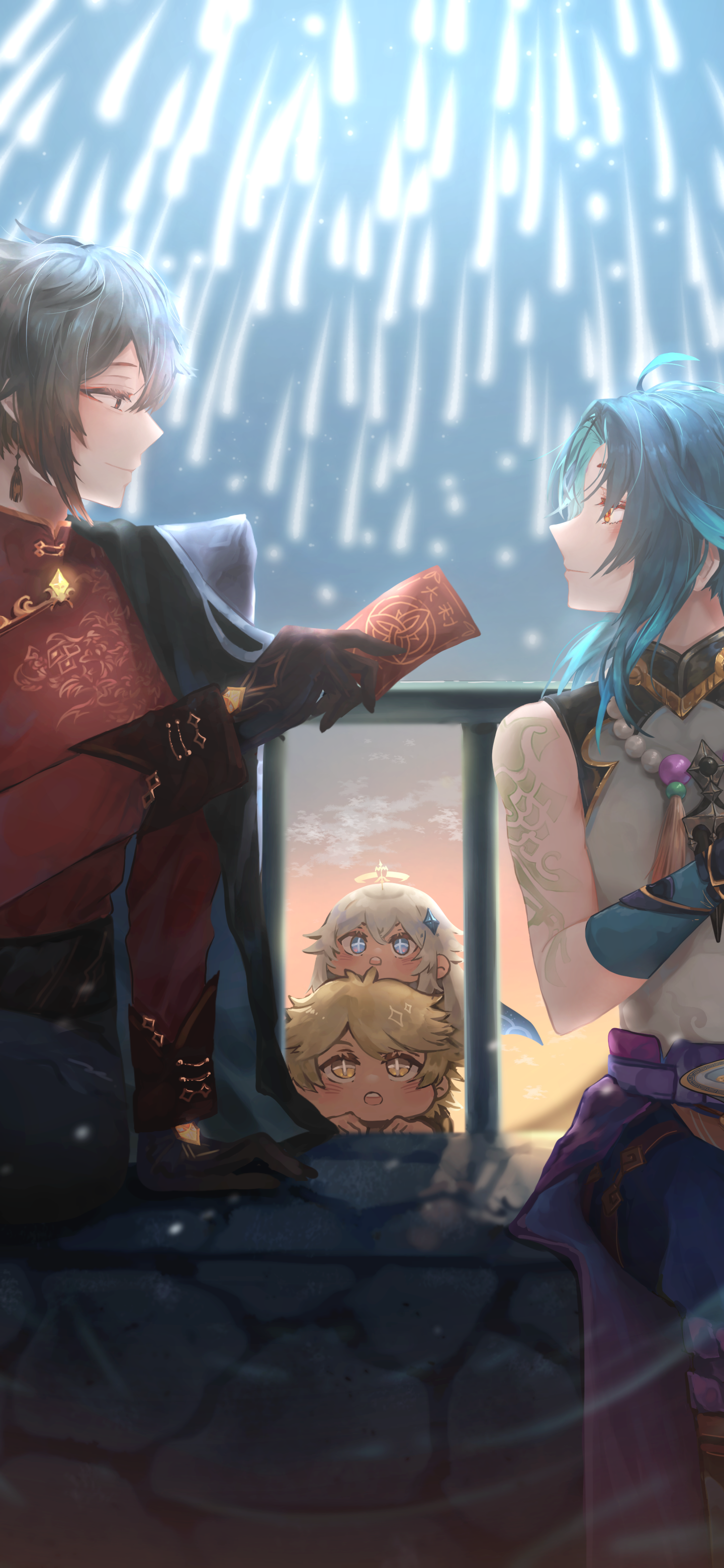 Wallpaper / Video Game Genshin Impact Phone Wallpaper, Xiao (Genshin Impact), Aether (Genshin Impact), Zhongli (Genshin Impact), Paimon (Genshin Impact), 1440x3120 free download