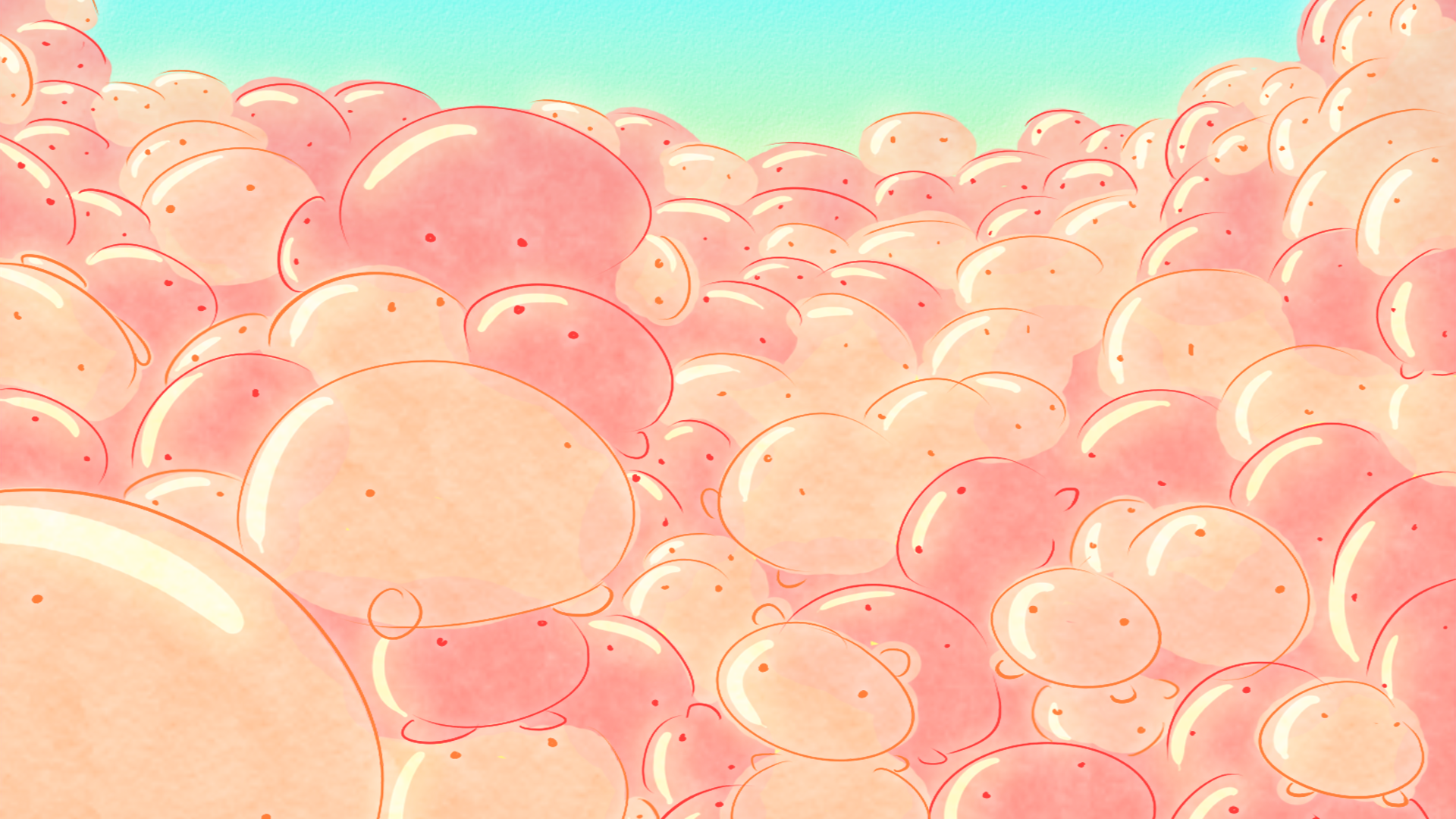 Wallpaper, bubbles, Poring 1920x1080