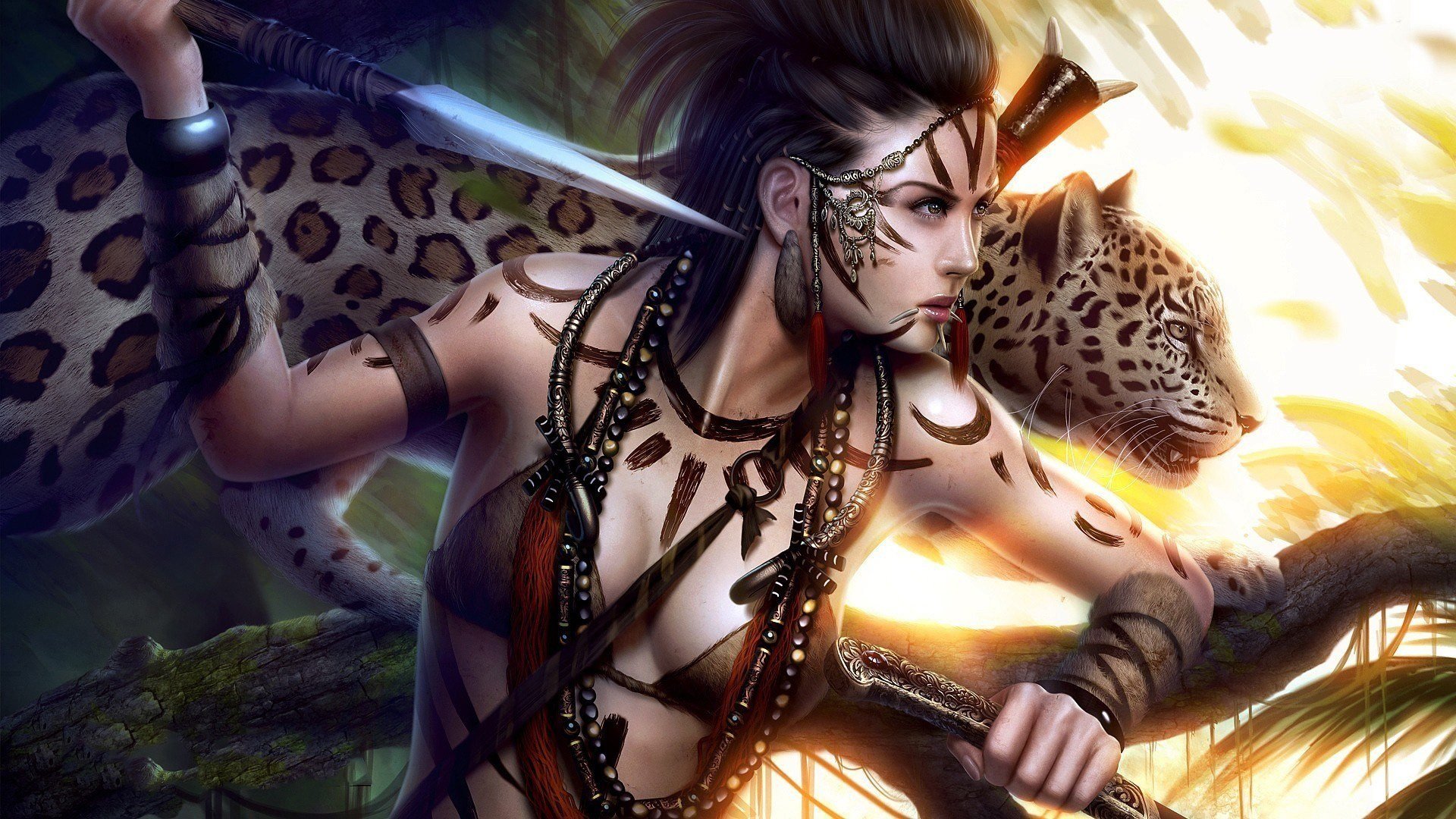 warrior, Amazon, Spear, Girl, Woman, Fantasy Wallpaper HD / Desktop and Mobile Background