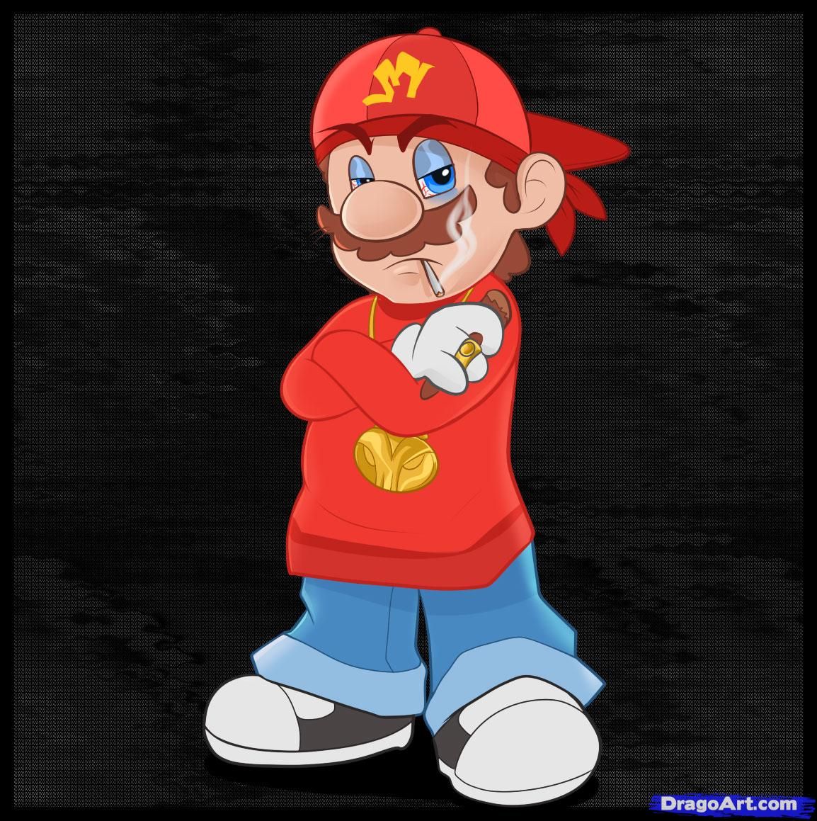 Gangster Mario, Step by Step, Video Game Characters, Pop Culture, FREE Online Drawing Tu. Cartoon character picture, Mario art, Looney tunes cartoons