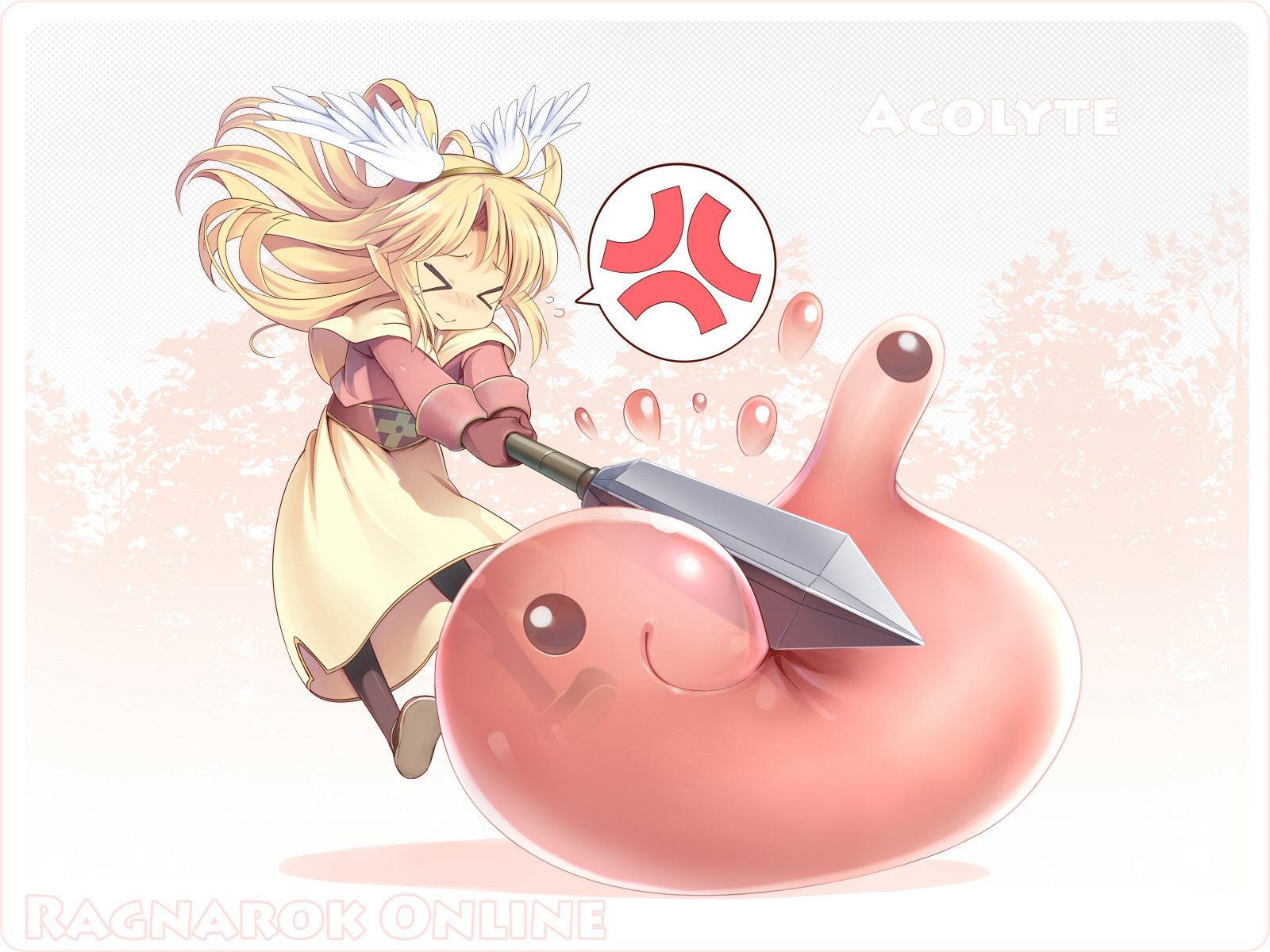 poring and acolyte (ragnarok online) drawn