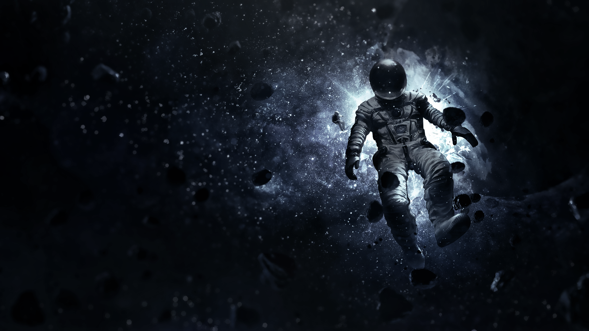 stars, astronaut, depth of field, floating, space Gallery HD Wallpaper