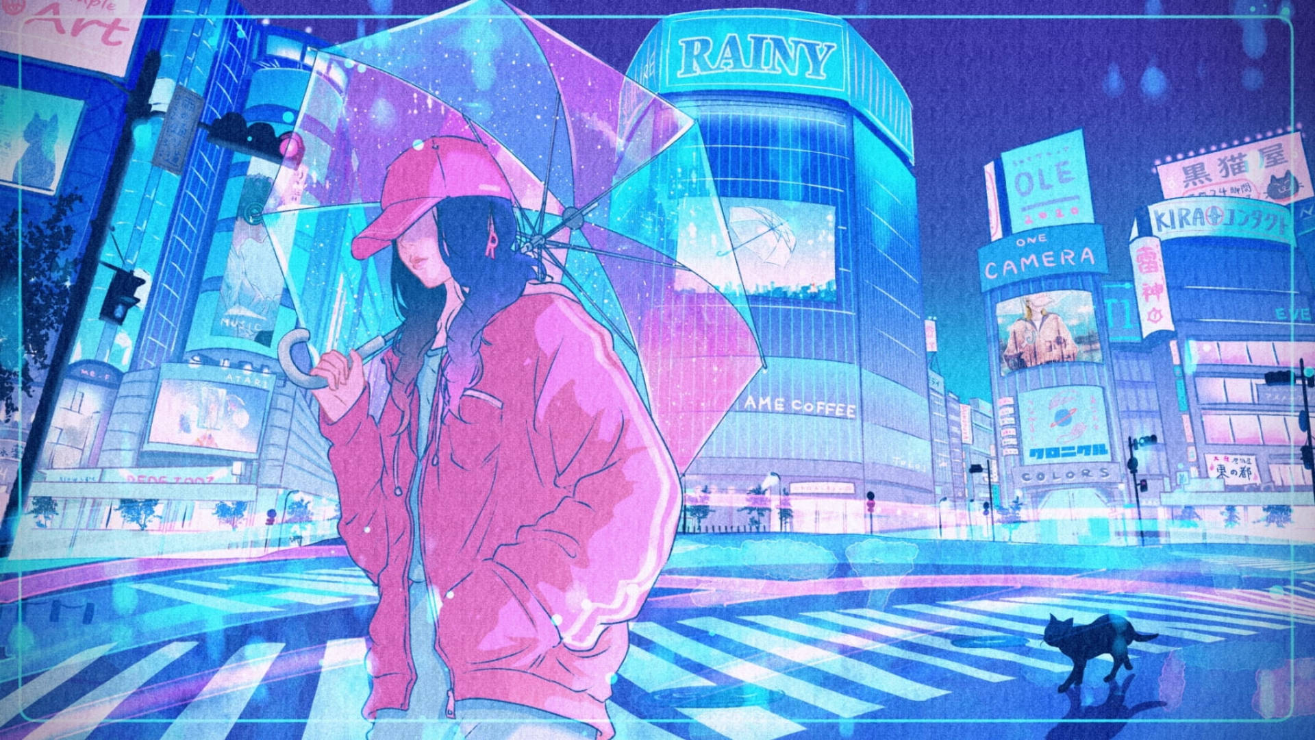 Download Pink And Blue Tokyo Japan Girl Wallpaper