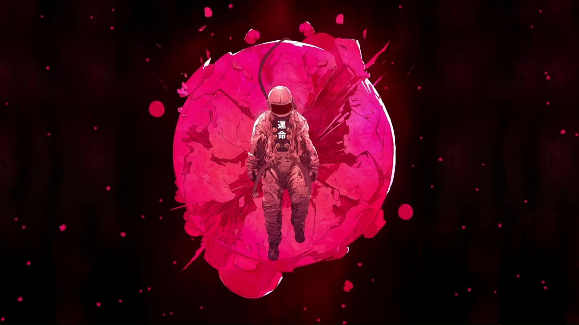 Astronaut Floating In The Pink Space