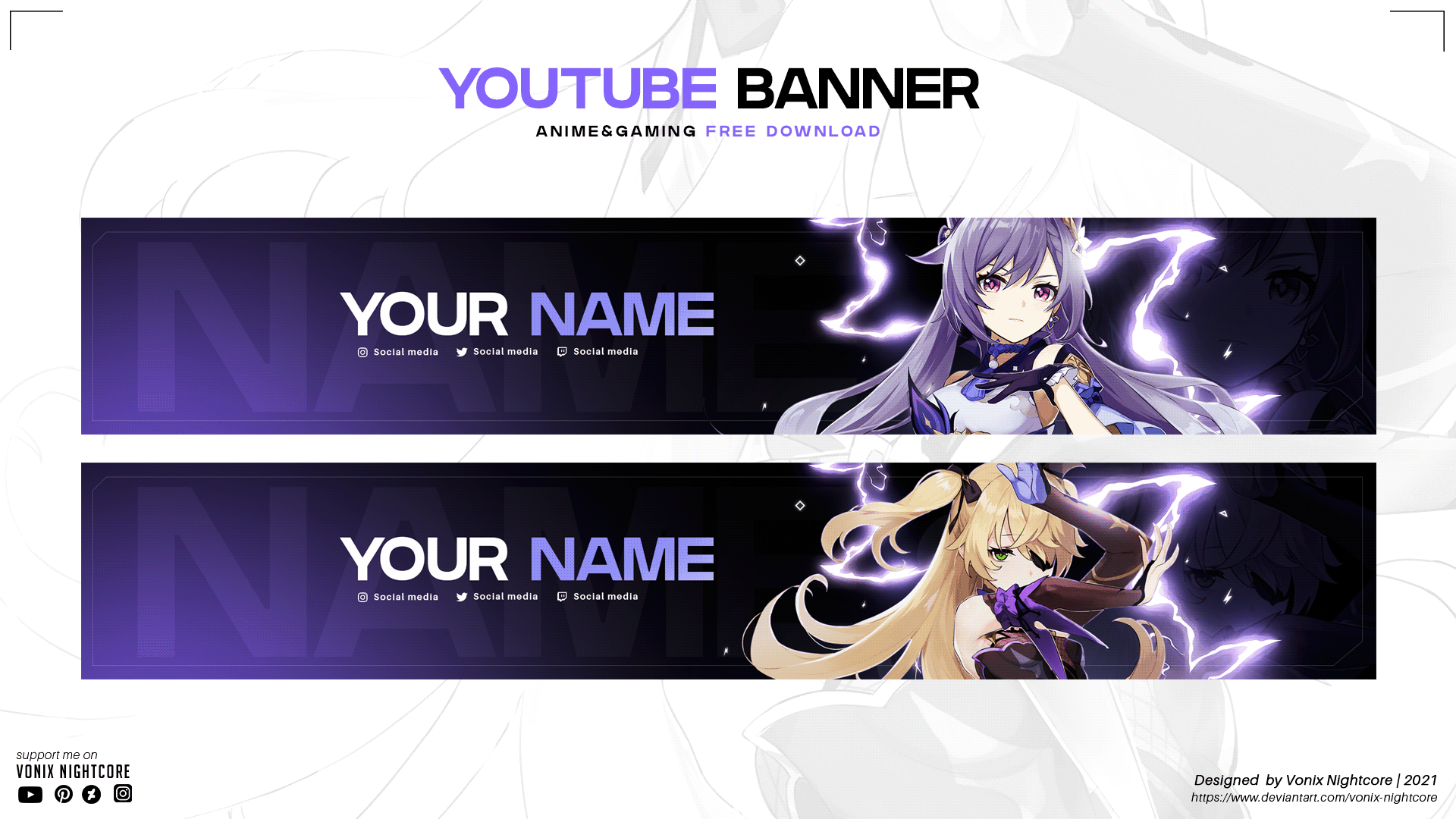 Free Anime & Gaming banner with the theme of genshin impact, The link is on my youtube channel