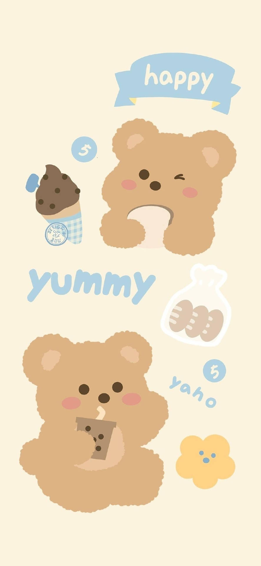 Download Two Cute Fluffy Korean Bear Wallpaper