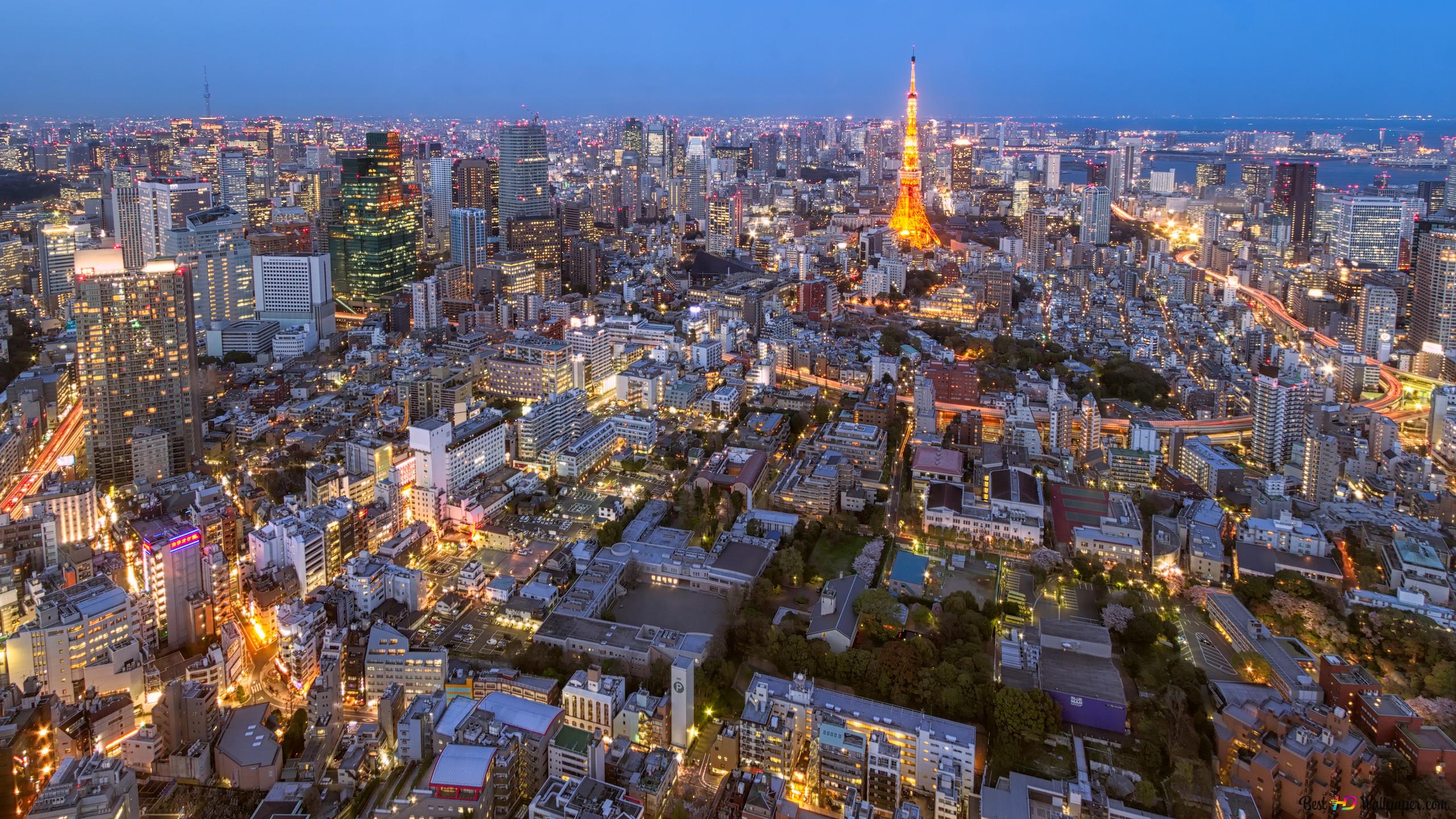 Tokyo at night lights 4K wallpaper download