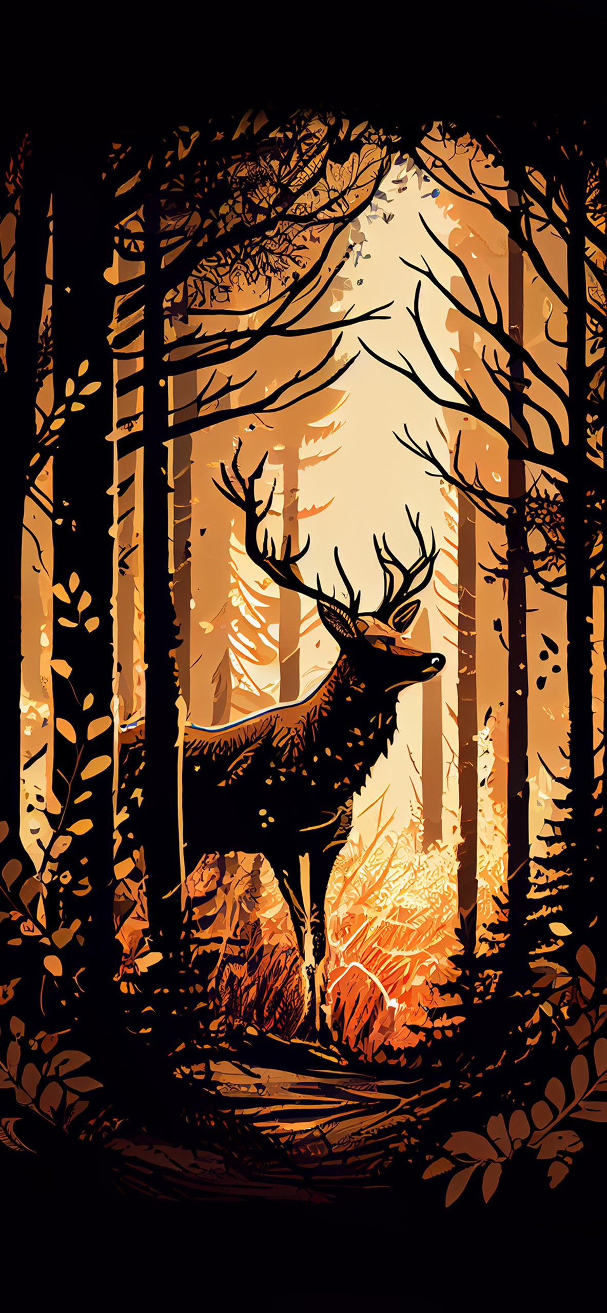 Deer in Forest Beige Wallpaper Aesthetic Wallpaper iPhone