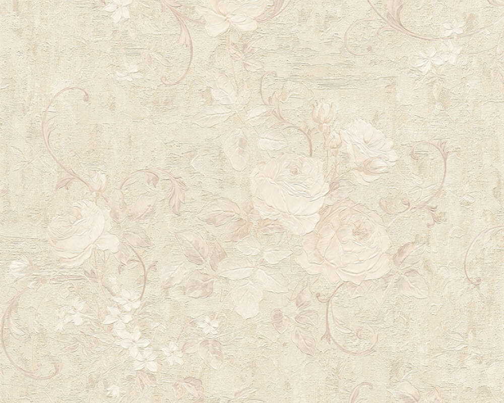 A.S. Création Wallpaper «Flowers, Beige, Cream, Grey, Silver» 372244