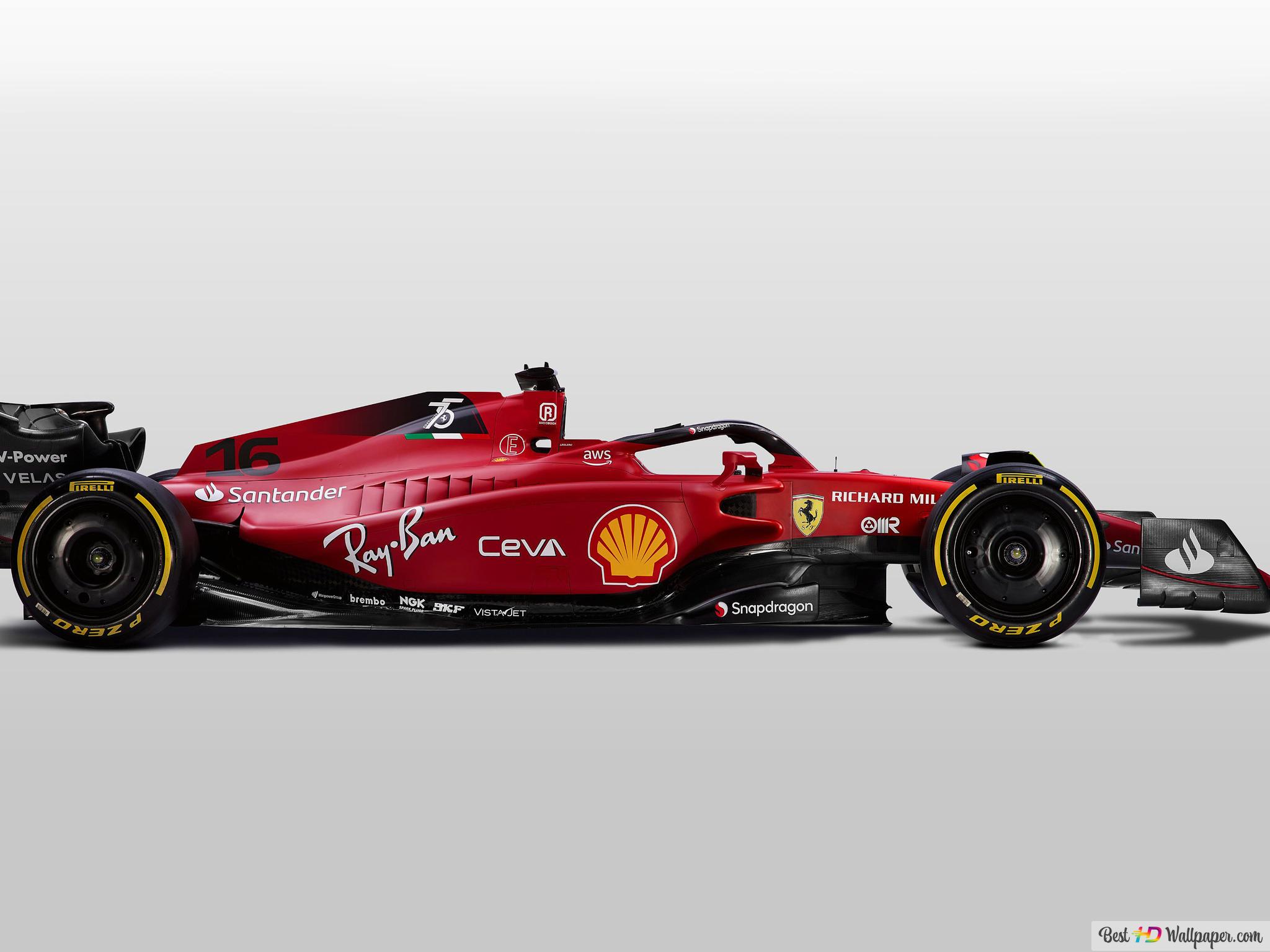 Ferrari F1 75 Formula 1 2022 New Car Side View White Background 4K Wallpaper Download