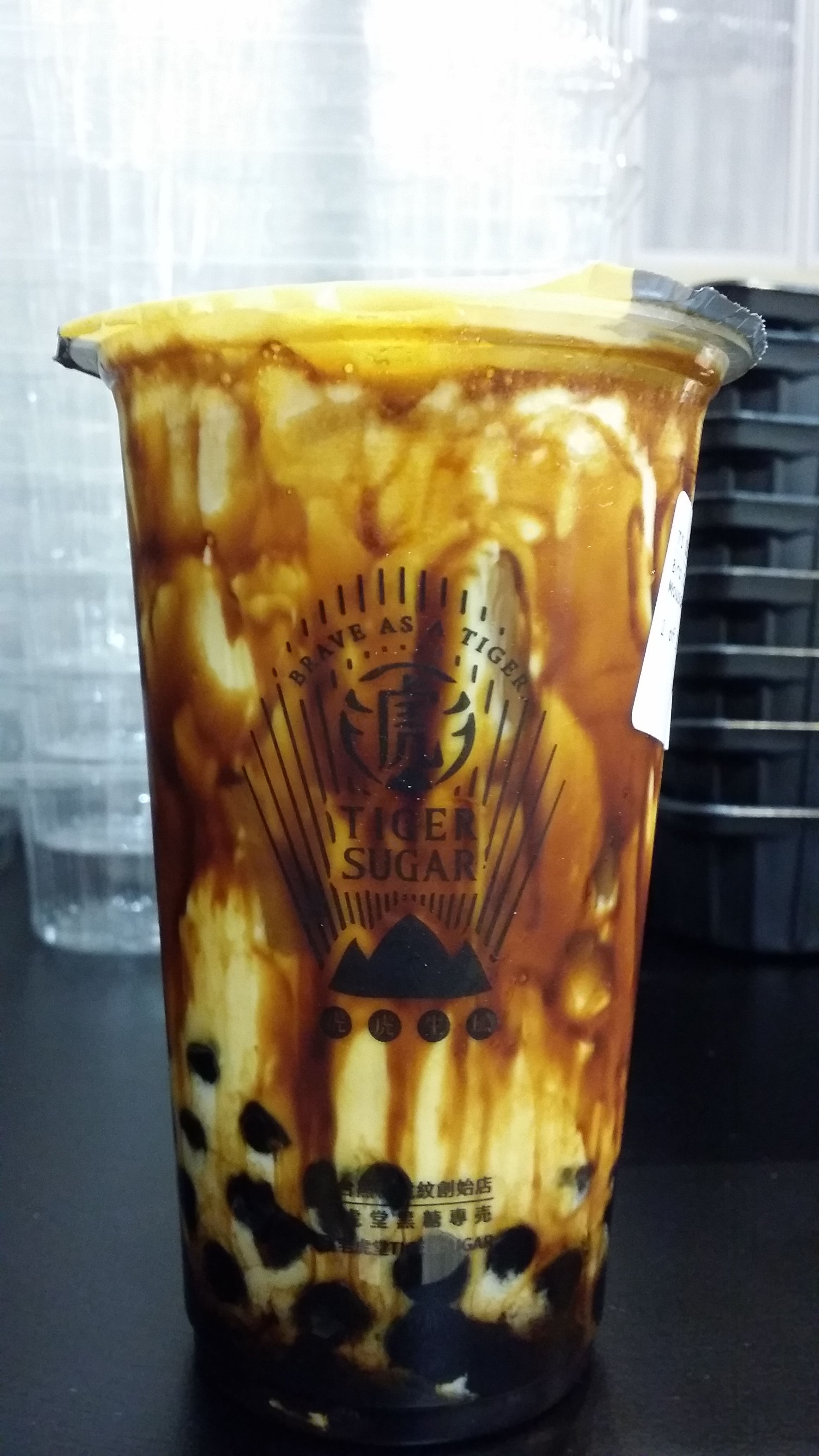 Brown Sugar Milk Tea Boba at Tiger Sugar. Milk tea recipes, Boba tea recipe, Bubble milk tea