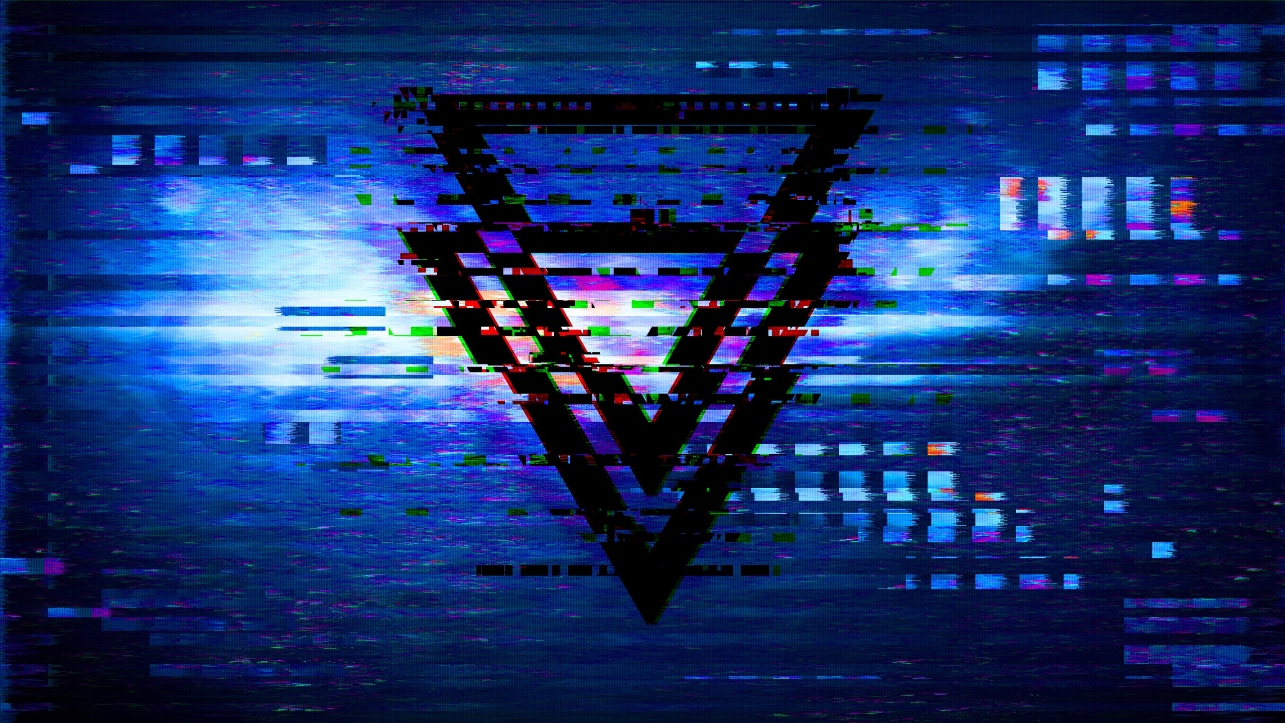 Glitch art Wallpaper 4K, Triangles, Effect, Abstract