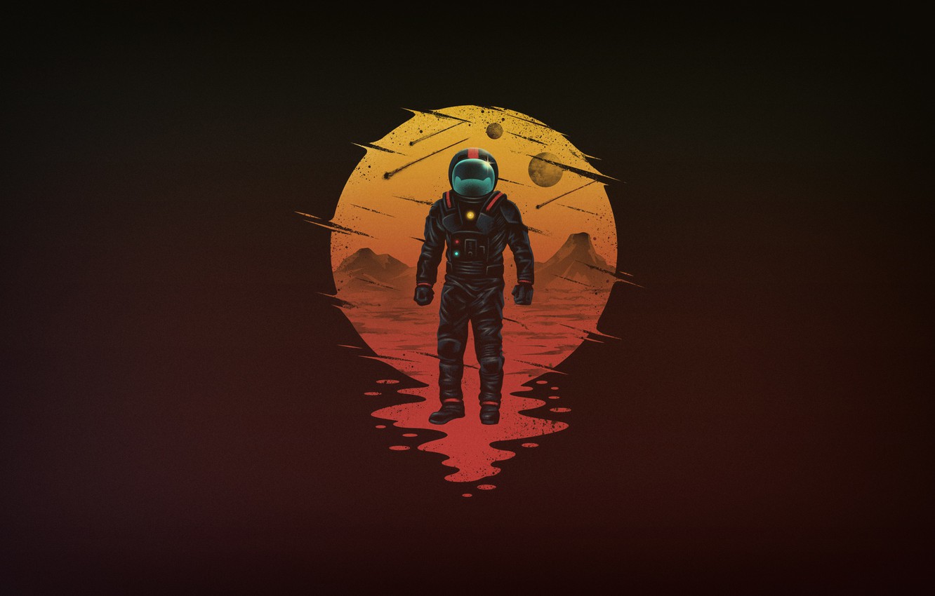 Wallpaper Minimalism, The suit, Astronaut, Art, Space, Art, Astronaut, by Vincenttrinidad, Vincenttrinidad, by Vincent Trinidad, Vincent Trinidad, An astronaut lost in space, Space Opera image for desktop, section минимализм