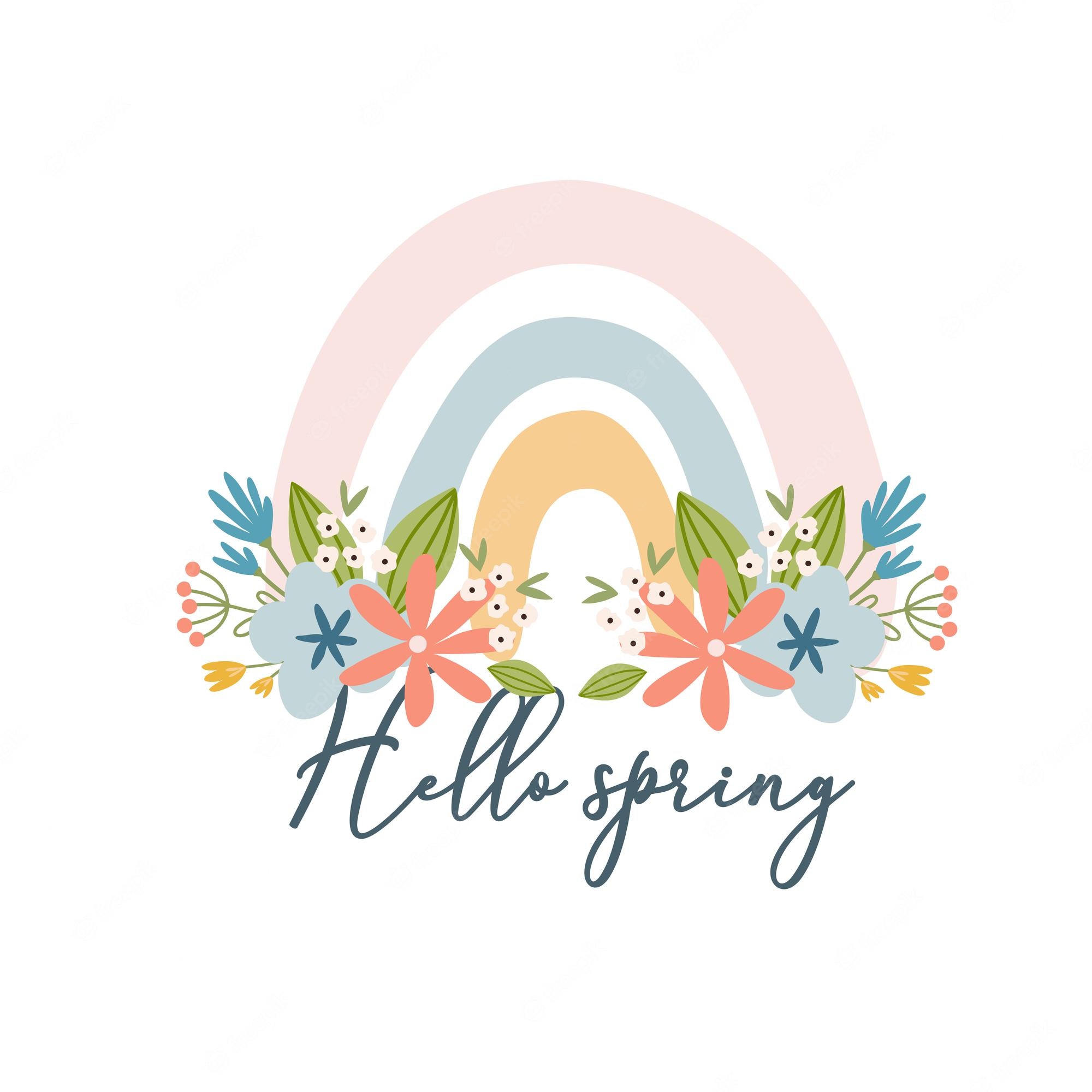 Premium Vector. Scandinavian boho spring card with spring flowers, flowering branches, birds and butterflies. good for poster, card, invitation, flyer, banner, placard, brochure. vector illustration